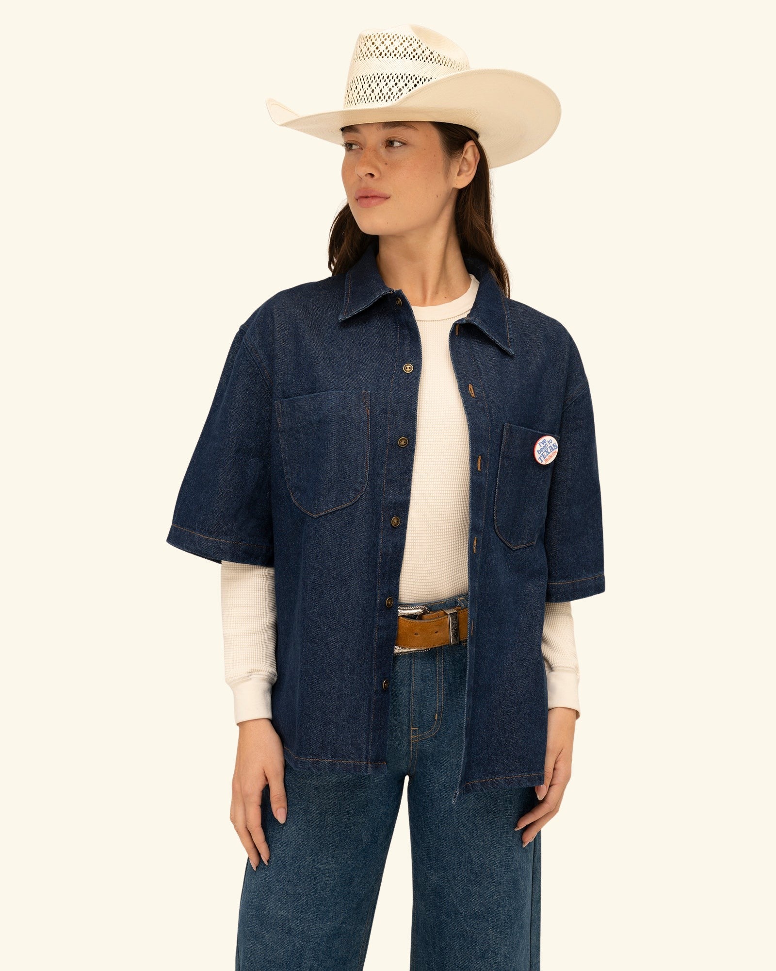 Denim Chambray Short Sleeve Shirt