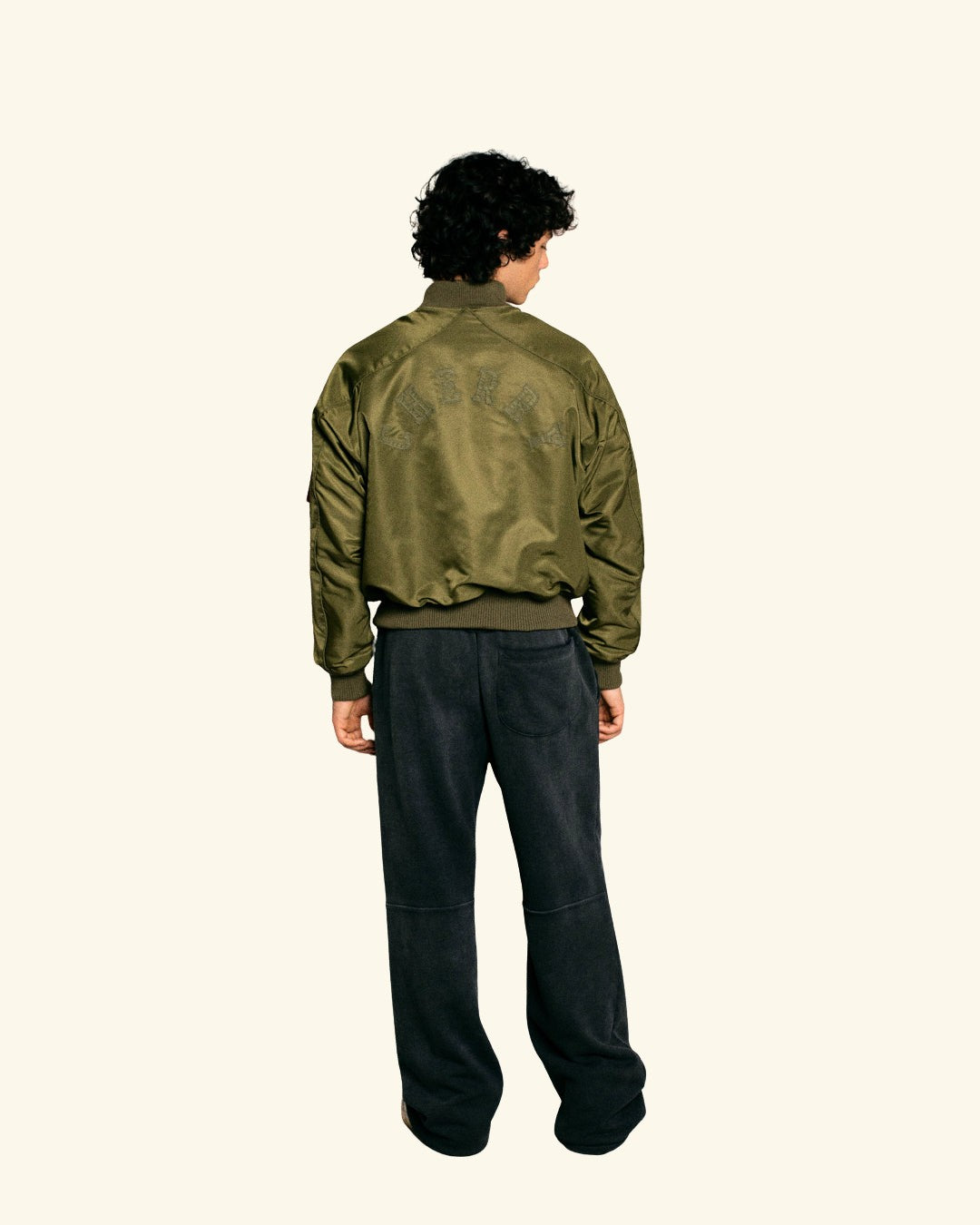 Satin Bomber Jacket (Olive)