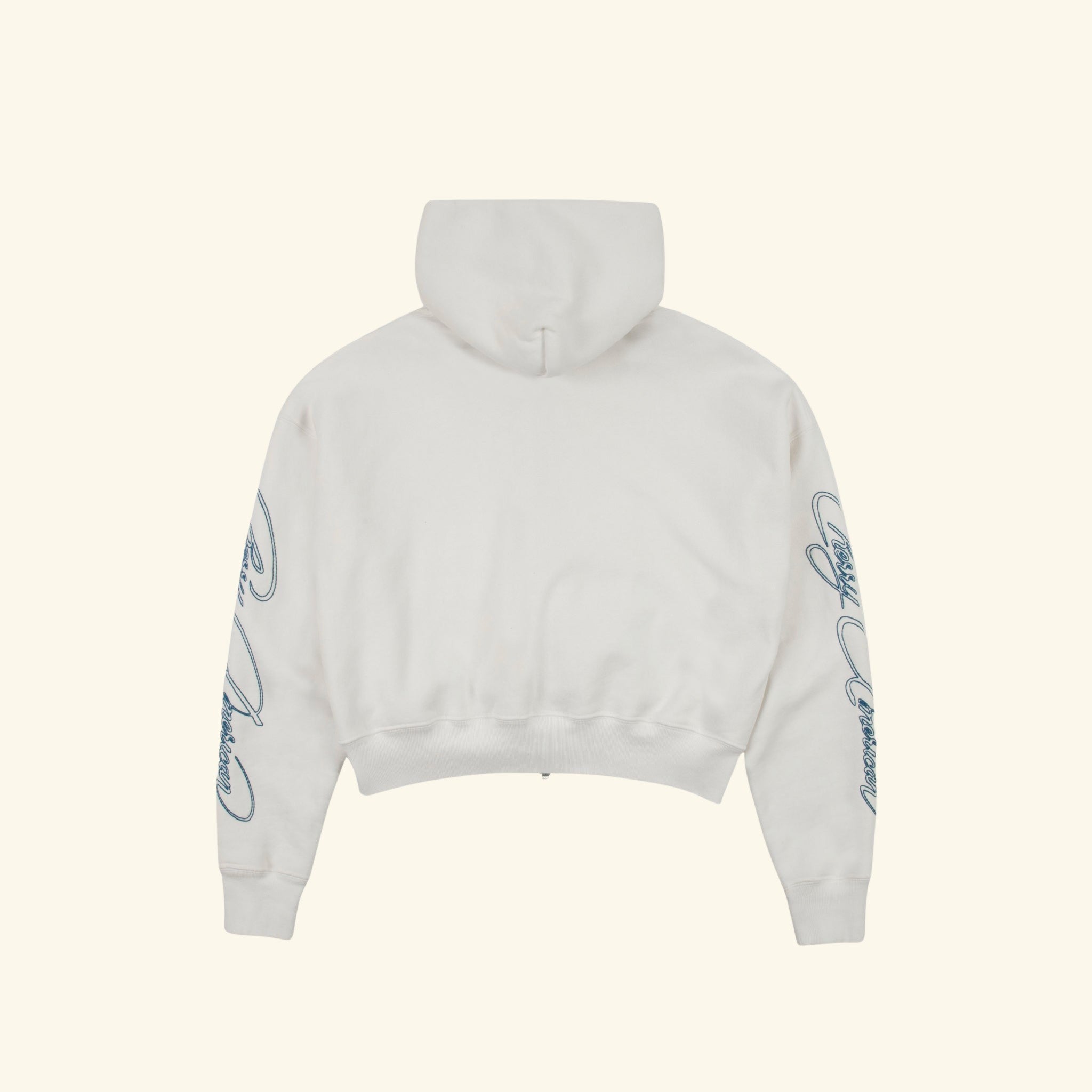 American Star Cropped Zip Hoodie (Vintage White)