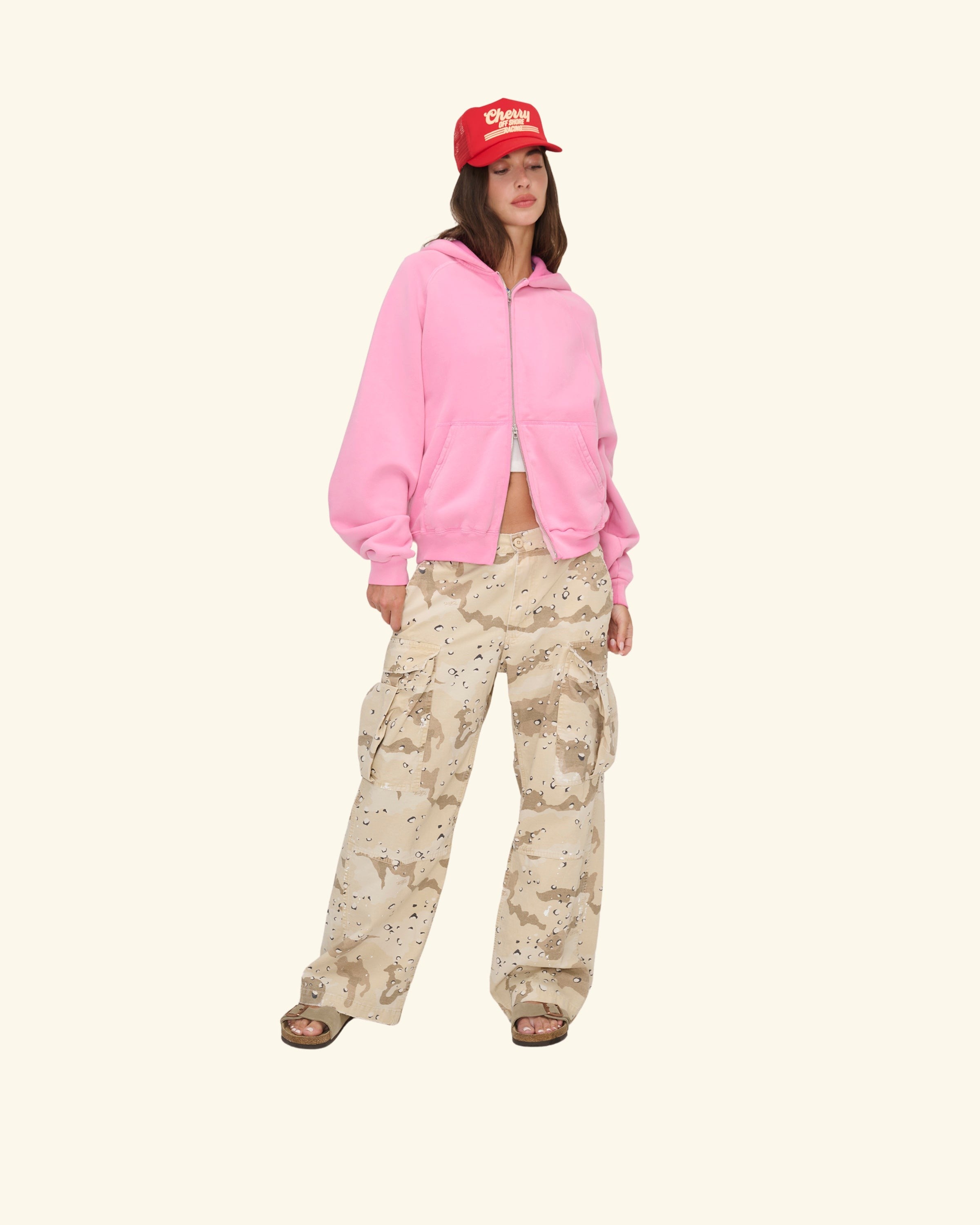 Wide Leg Cargo Pants (Desert Camo)