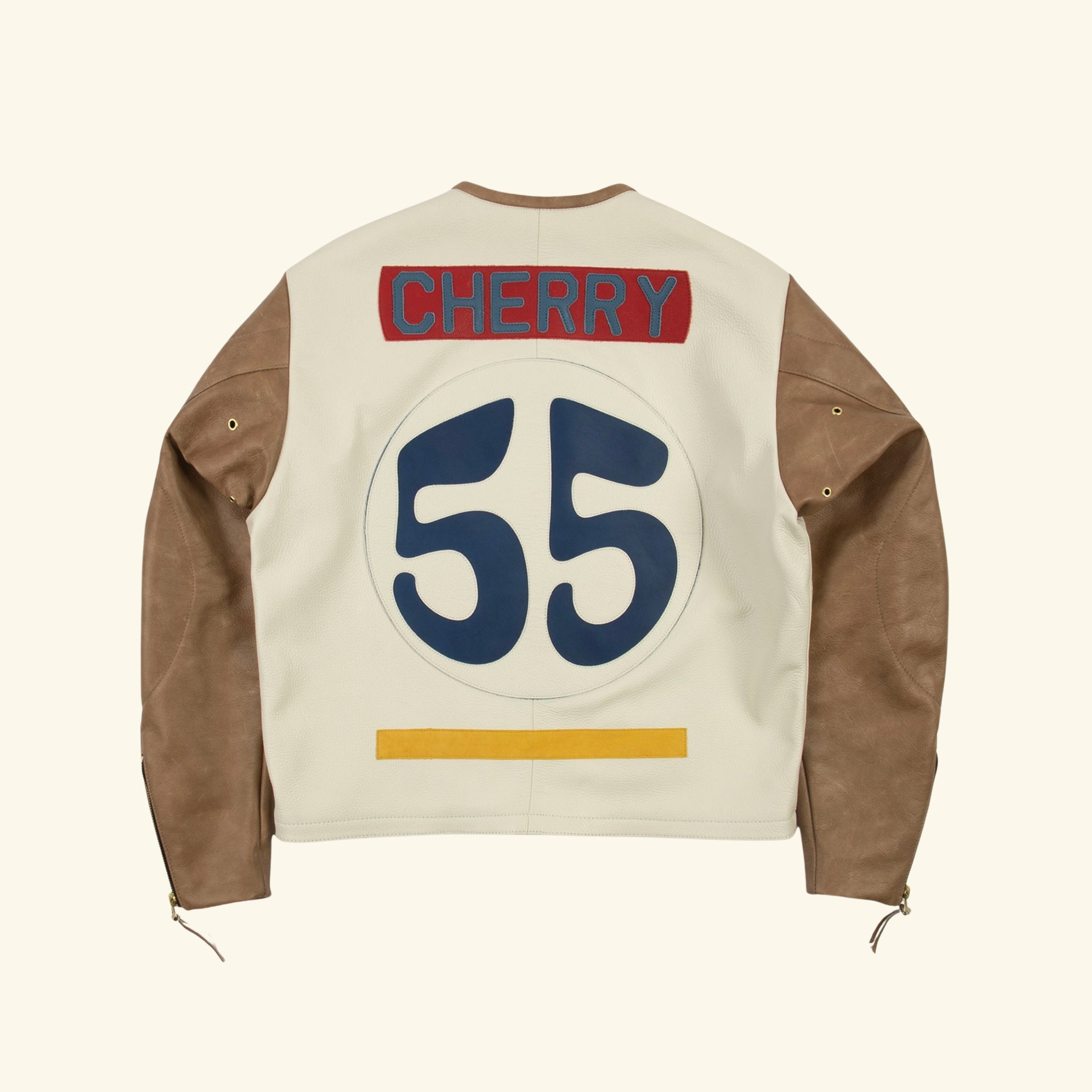 Vanson Leather Moto Jacket (White/Tan)