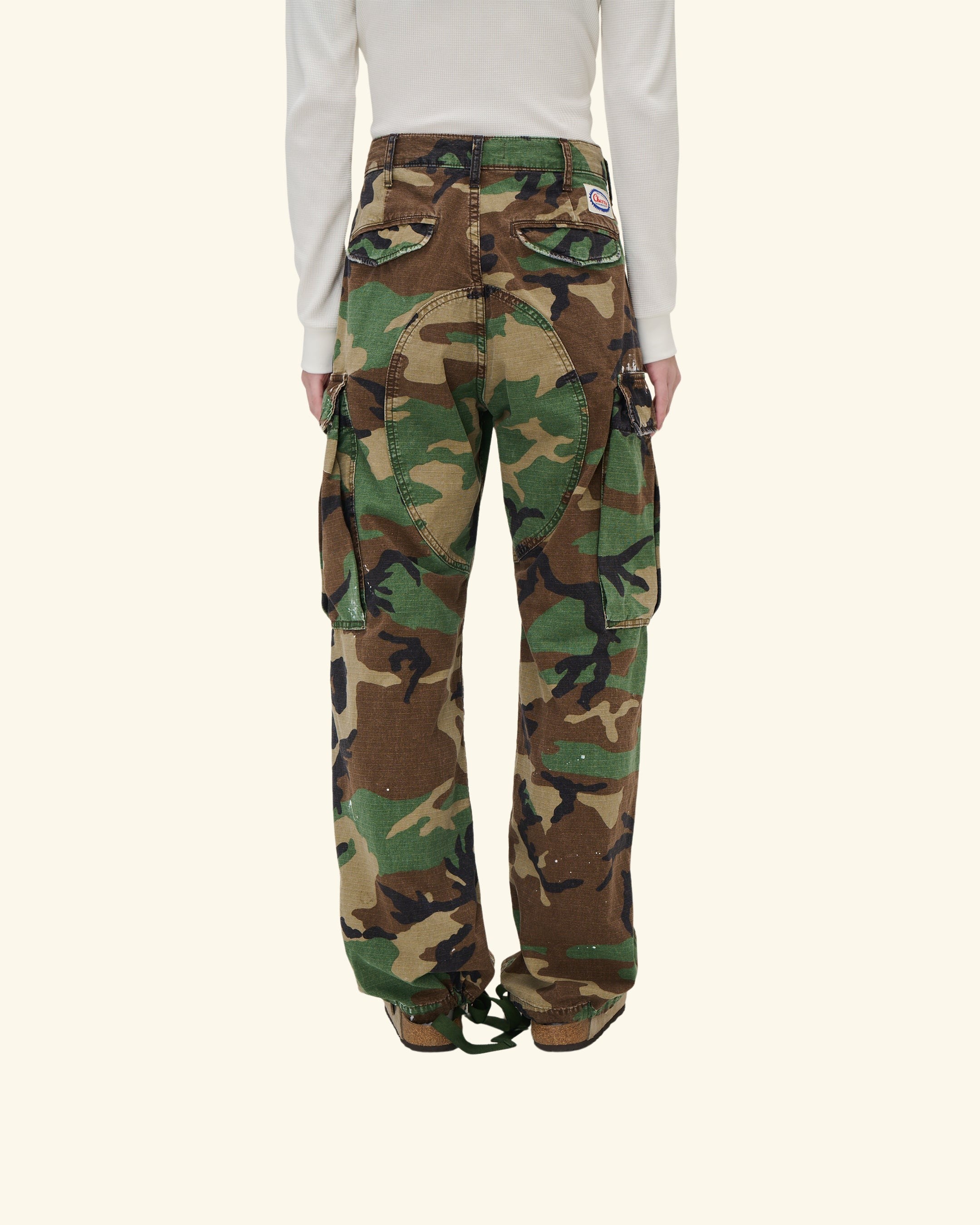 Wide Leg Cargo Pants (Vintage Camo)