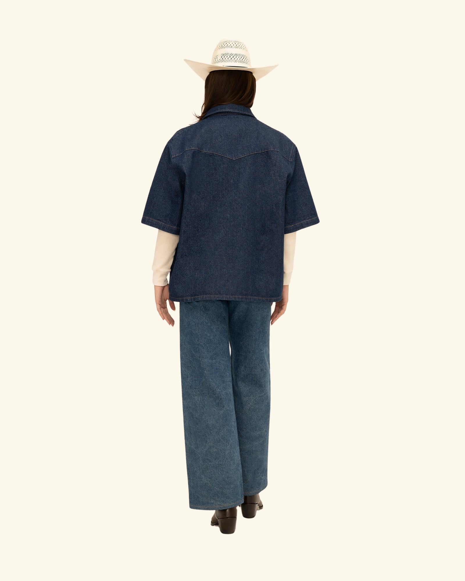 Denim Chambray Short Sleeve Shirt