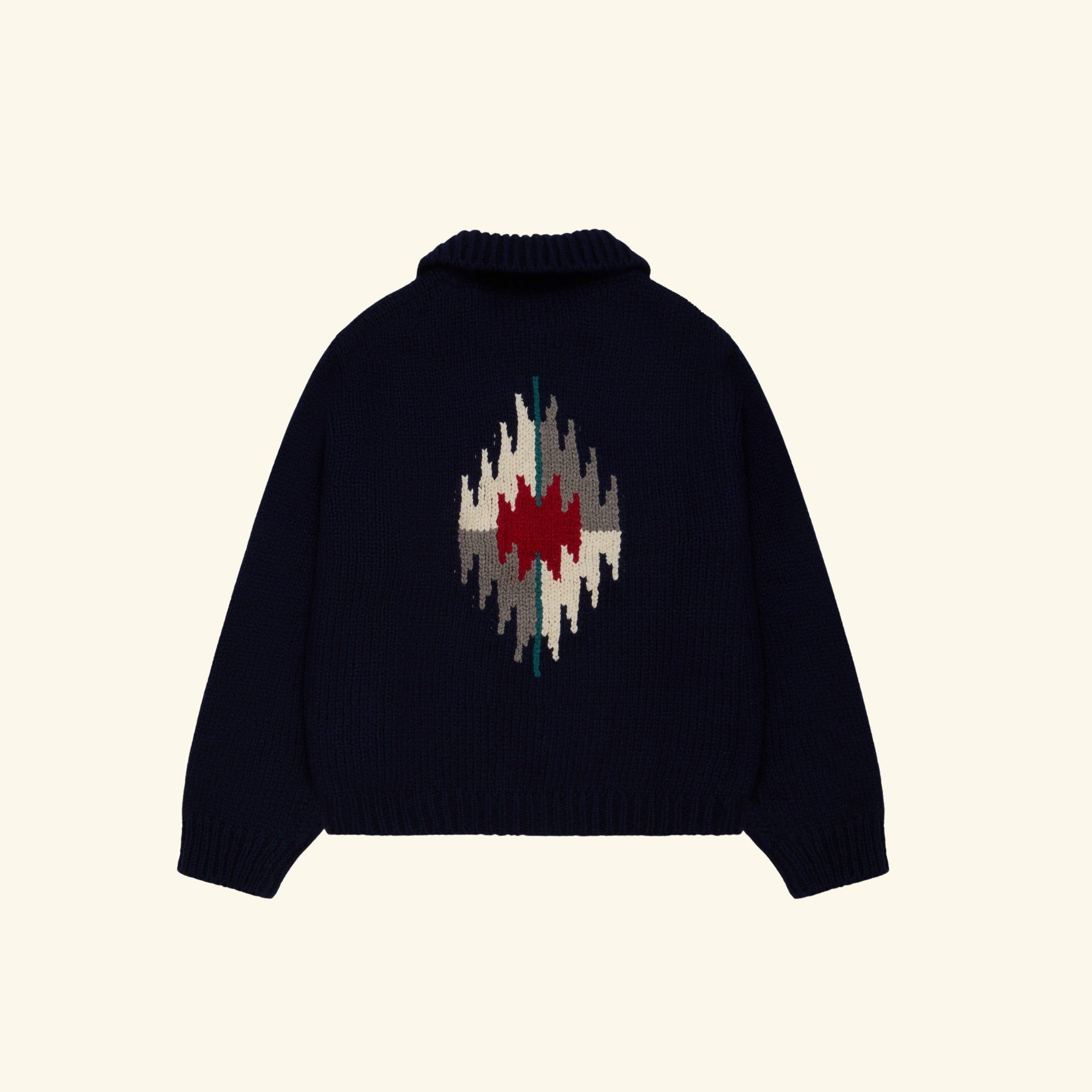 Navajo Knit Zip Jacket (Navy)