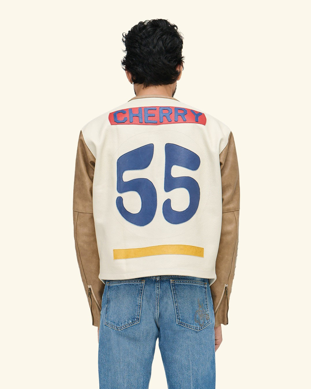 Vanson Leather Moto Jacket (White/Tan)