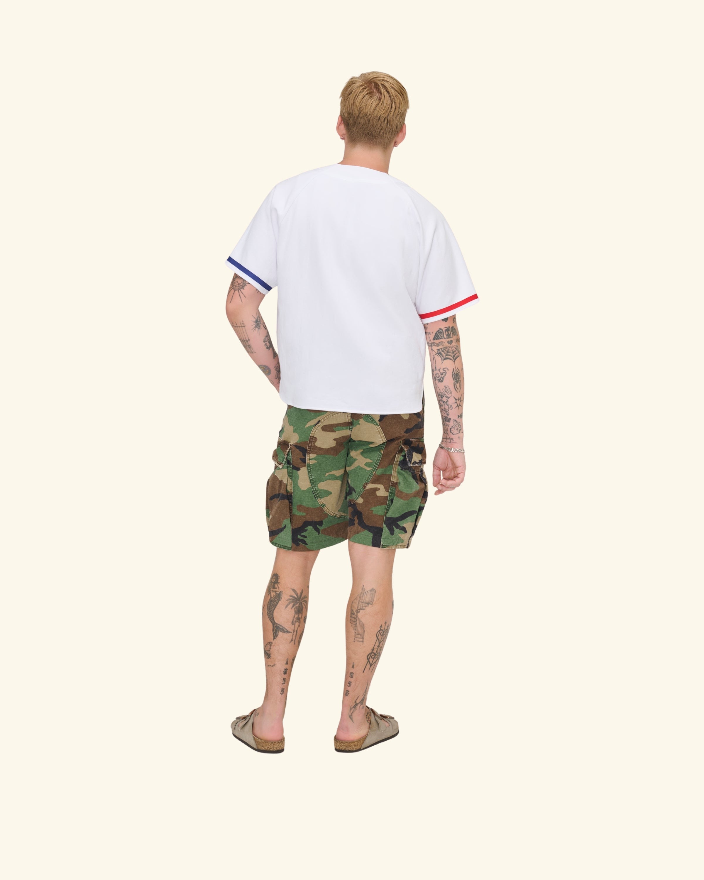 Wide Leg Cargo Shorts (Vintage Camo)