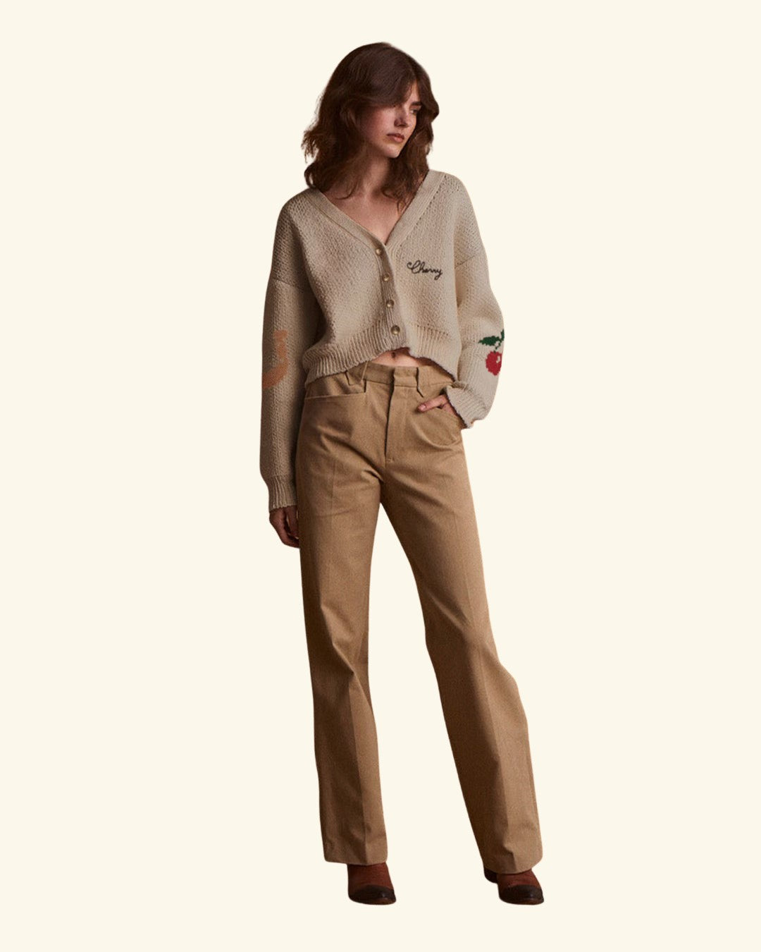 Cropped Stables Cardigan (Heather Oat)