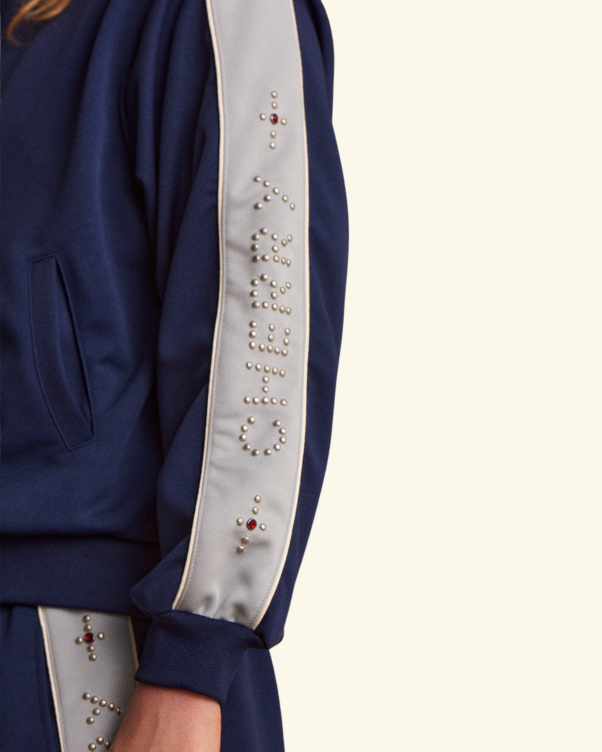 Studded Track Jacket (Navy)