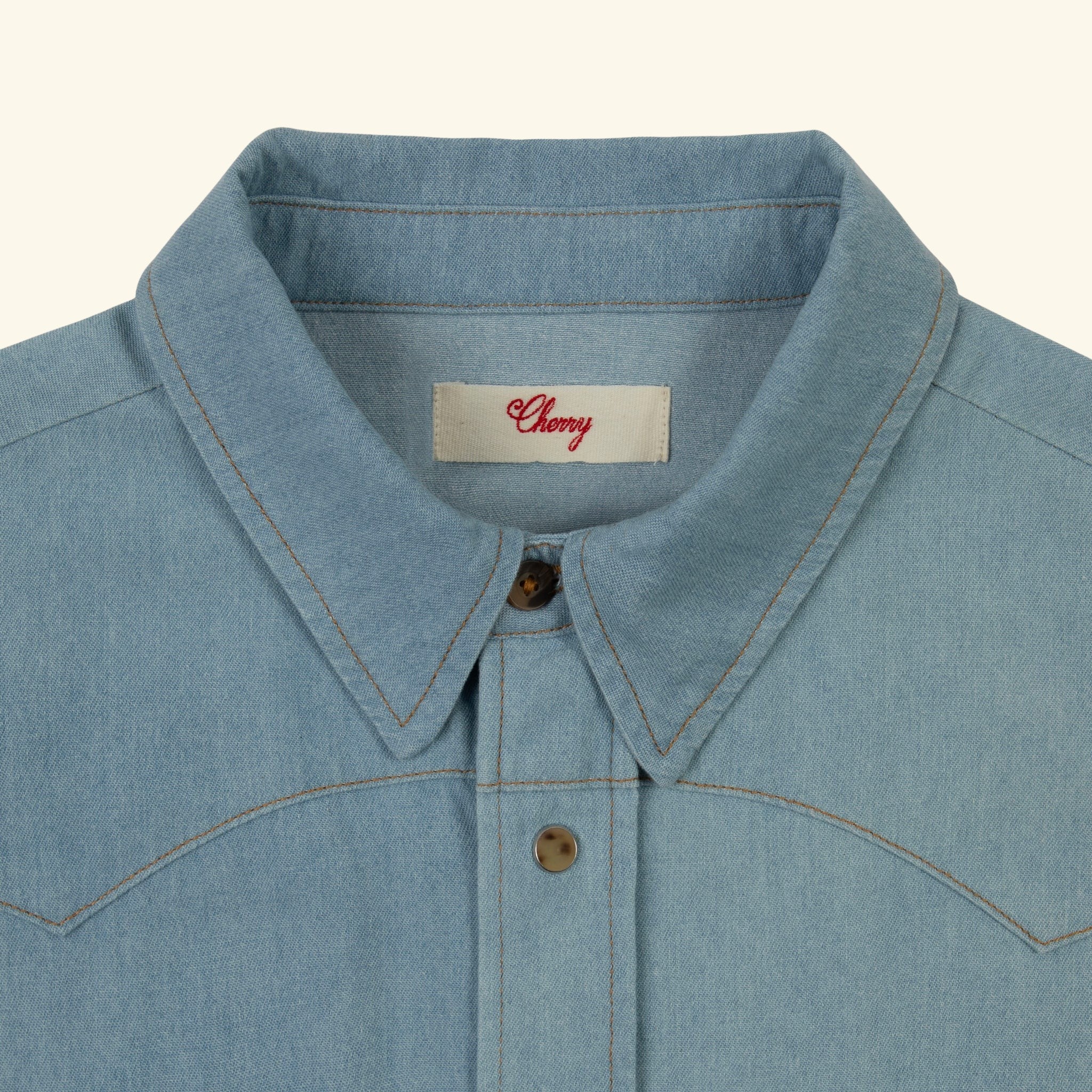 Chambray Denim Western Shirt  (Light Wash)