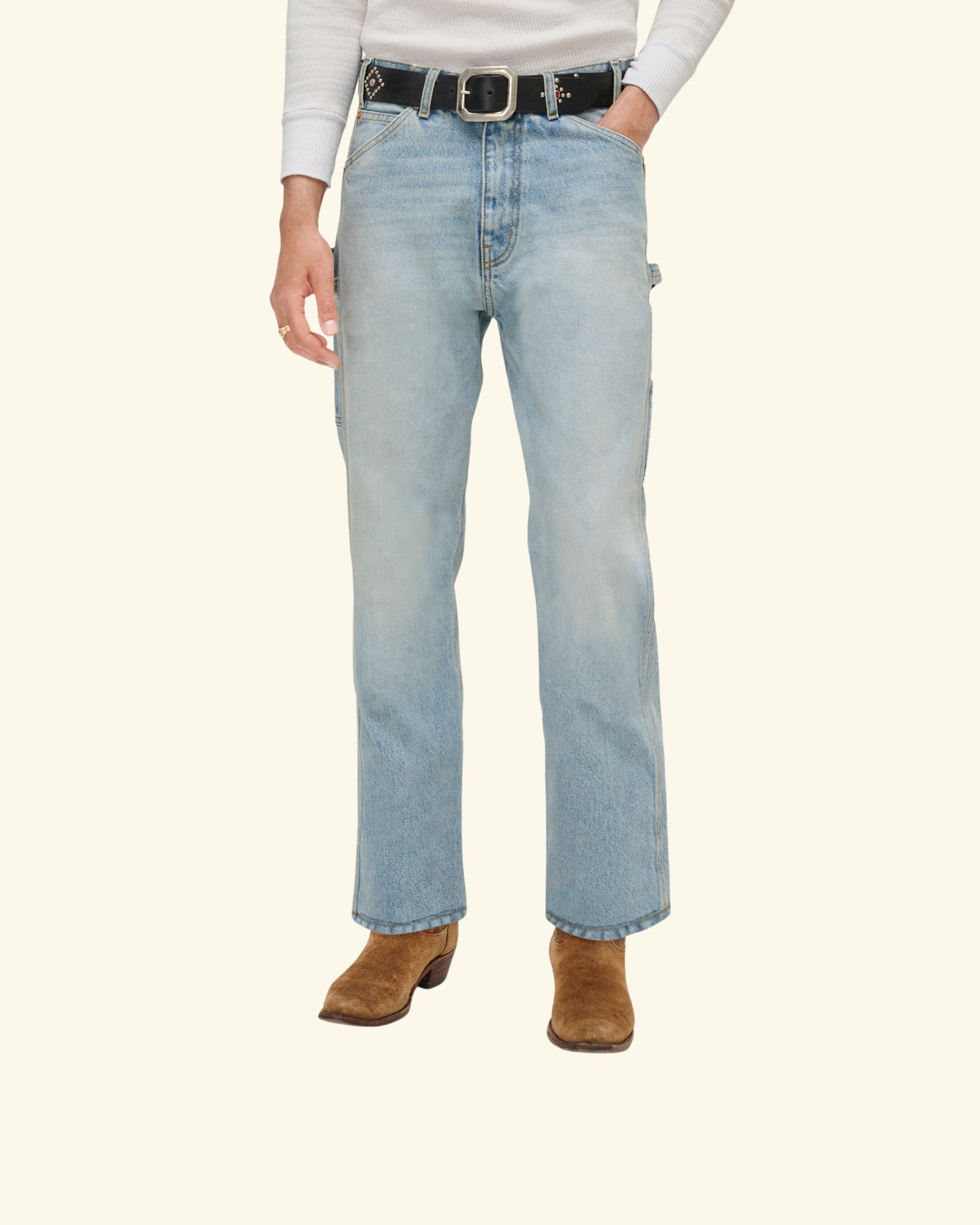 Wide Leg Carpenter Pants (Indigo Light Wash)