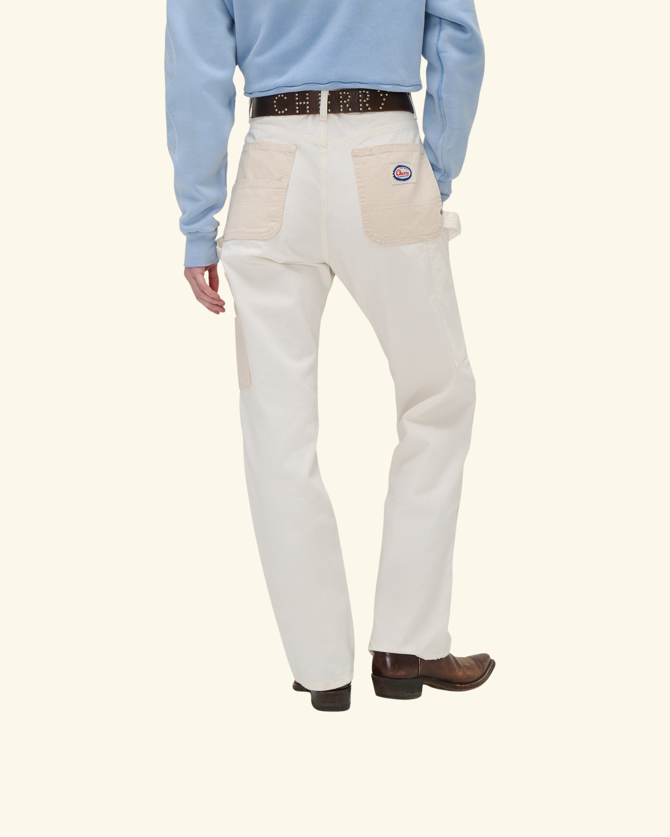 Contrast Double Knee Pant (Ecru)