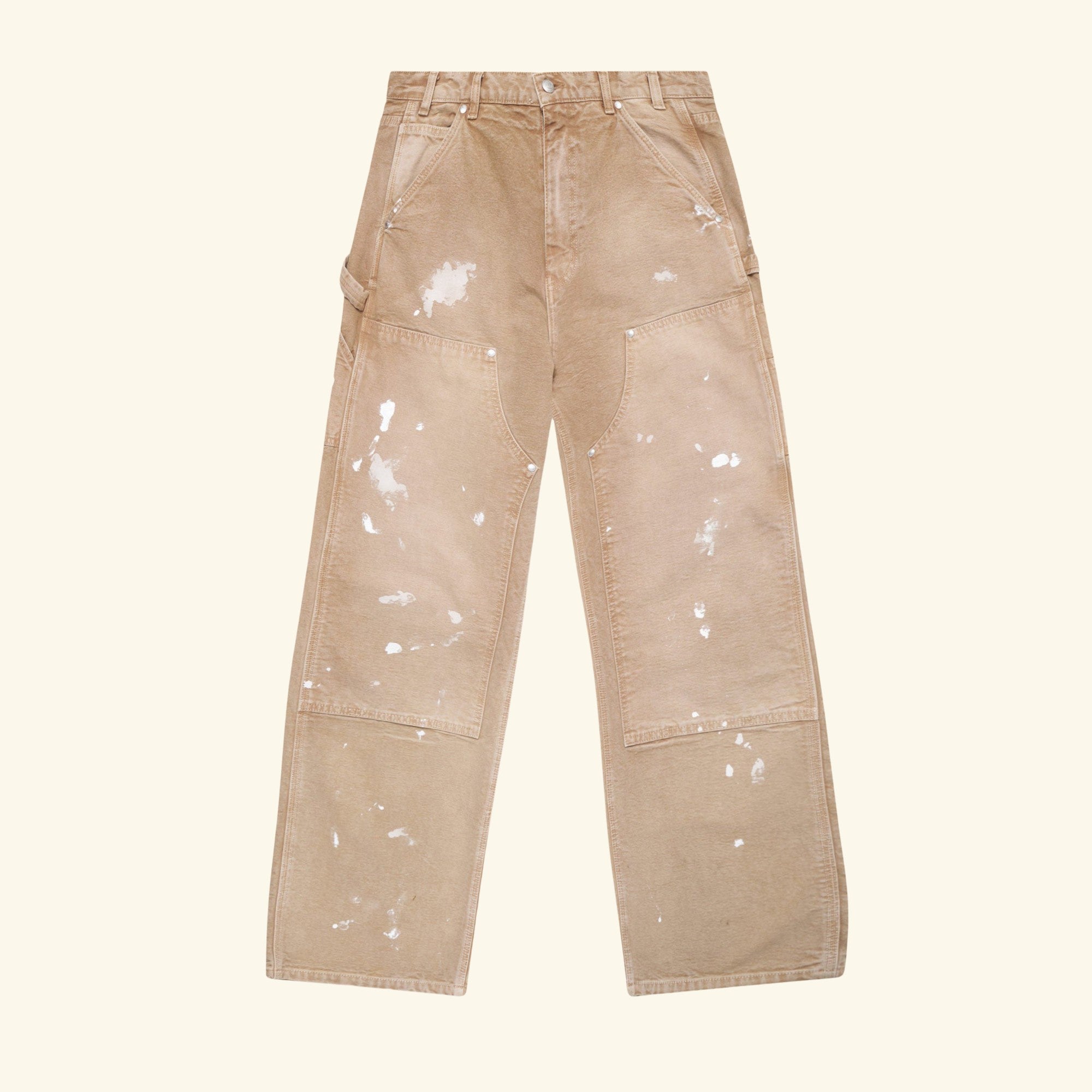 Wide Leg Double Knees Pants (Tan)