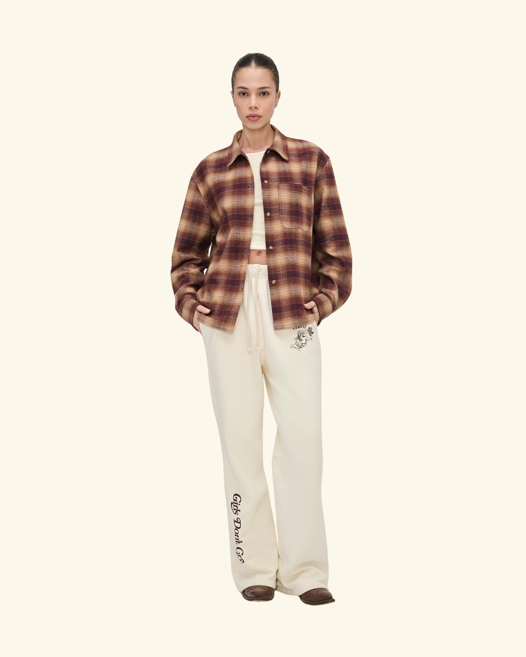Cherry x GDC Western Flannel Shirt (Brown)