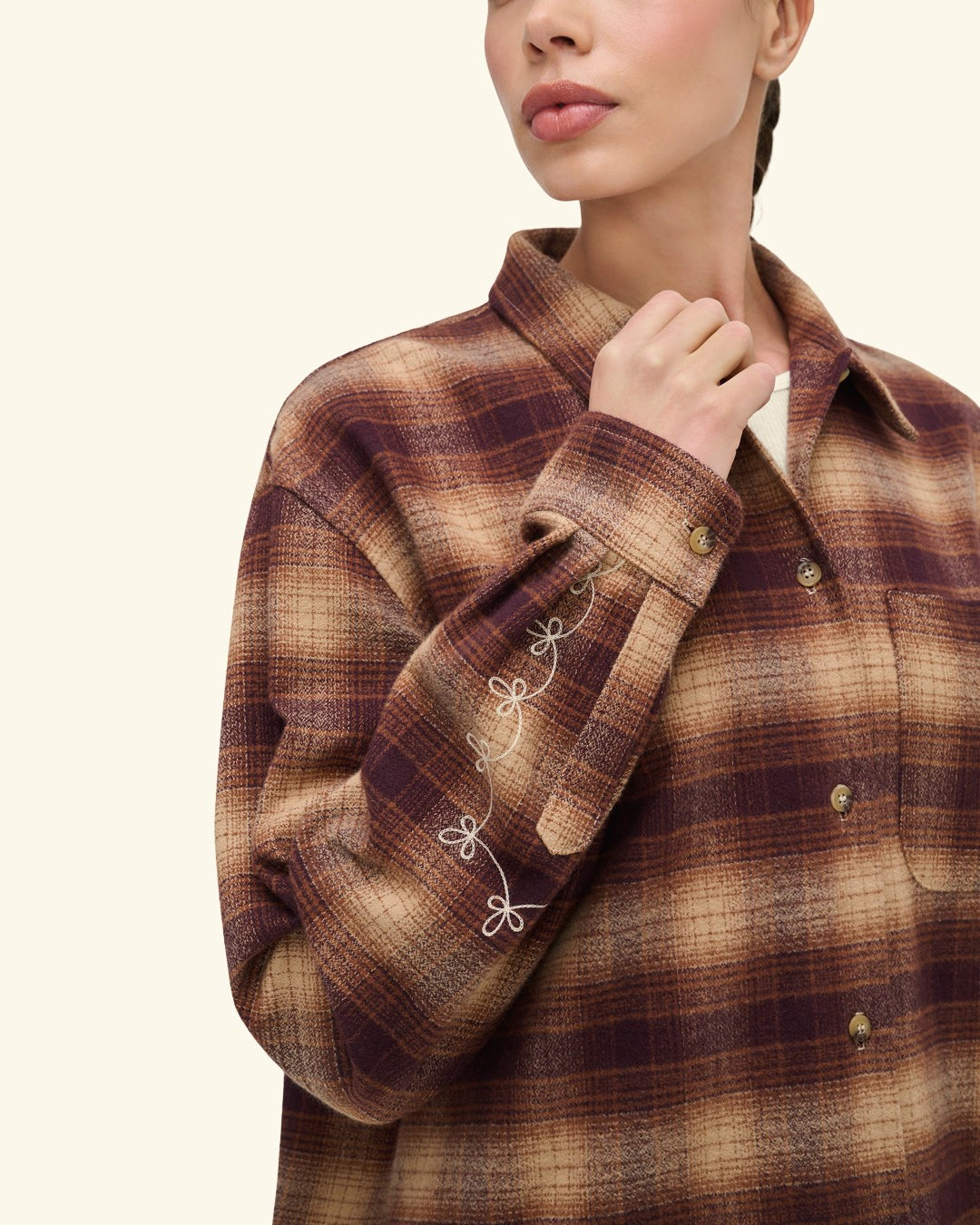 Cherry x GDC Western Flannel Shirt (Brown)