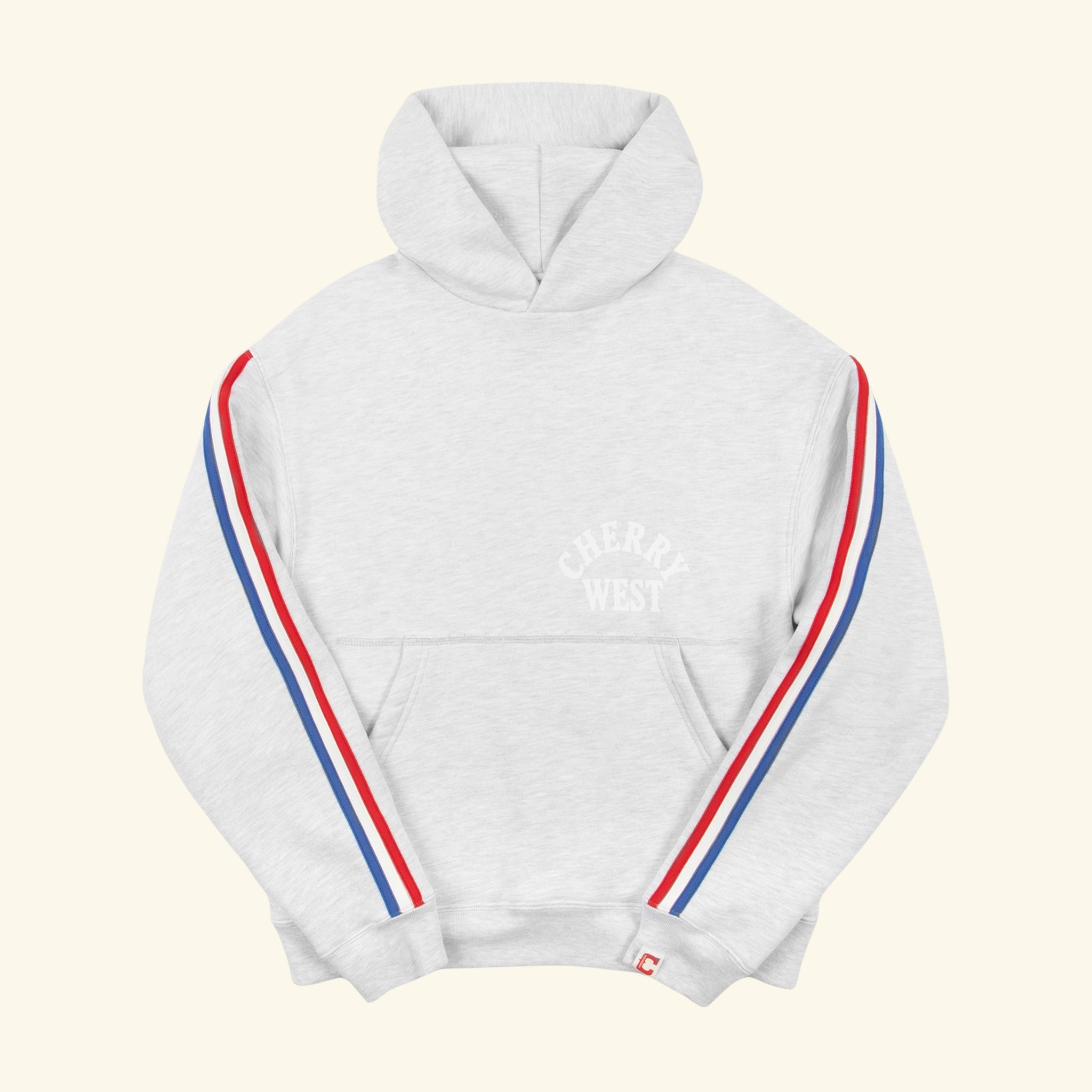 Striped Applique Hoodie (Heather Grey)