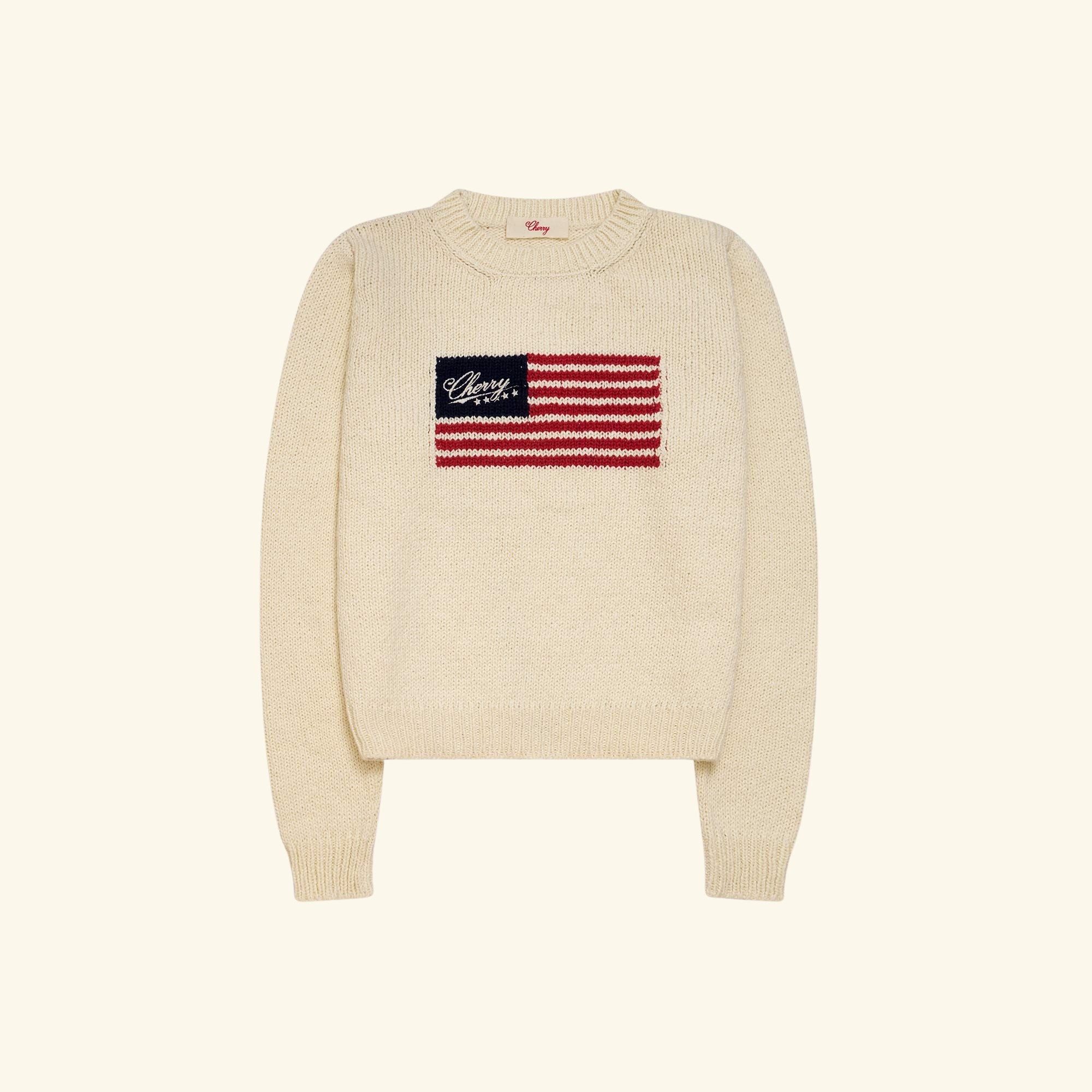 Women's American Flag Crewneck (Cream)