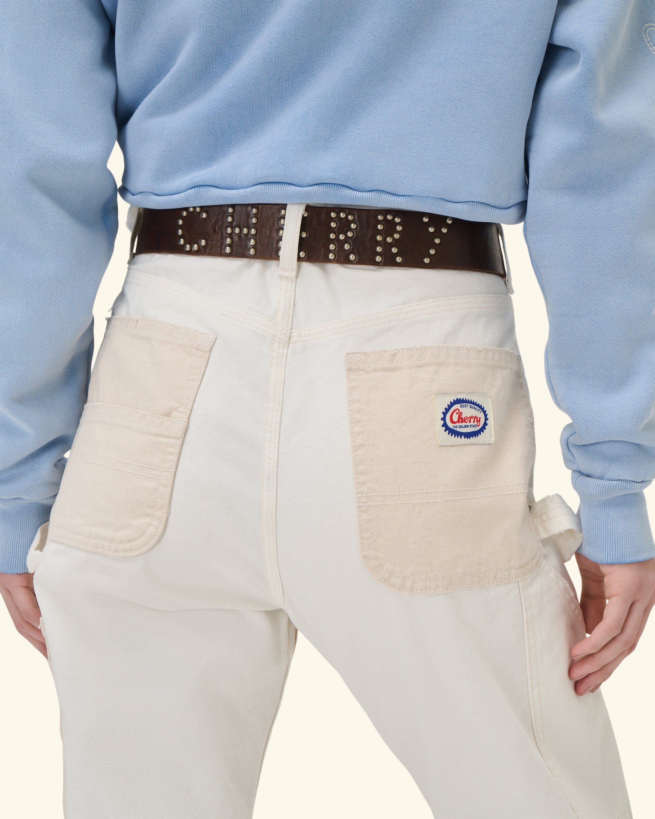 Contrast Double Knee Pant (Ecru)