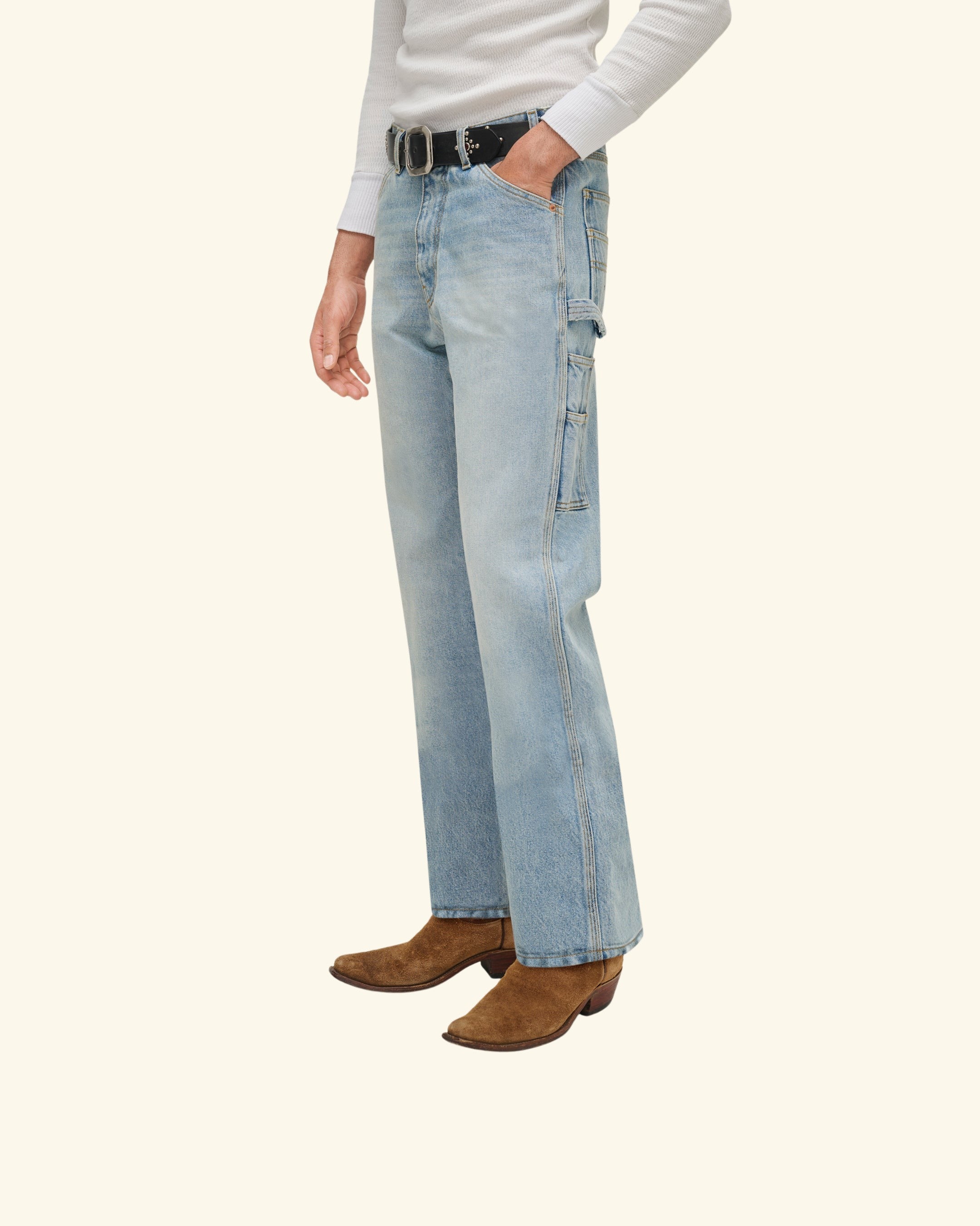 Wide Leg Carpenter Pants (Indigo Light Wash)