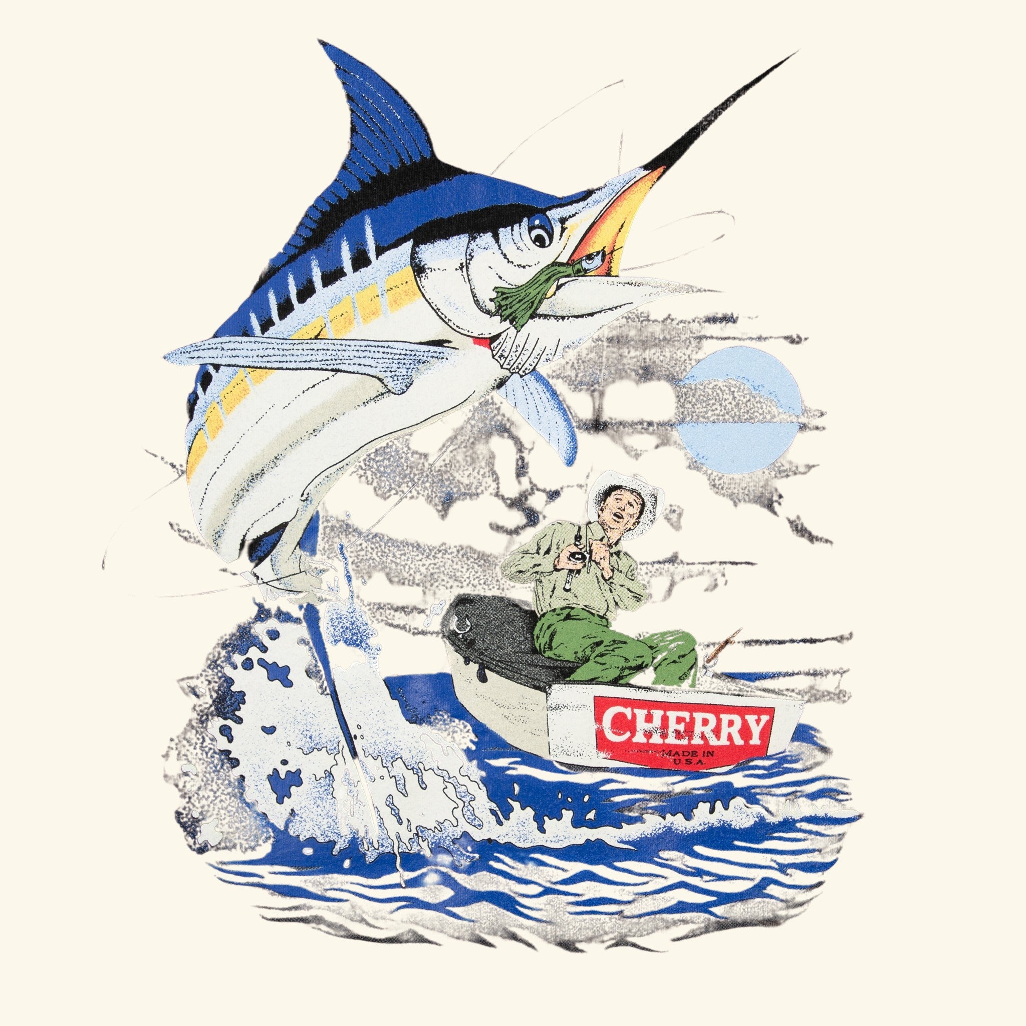 Marlin Fishing Long Sleeve T-Shirt (Vintage Black)