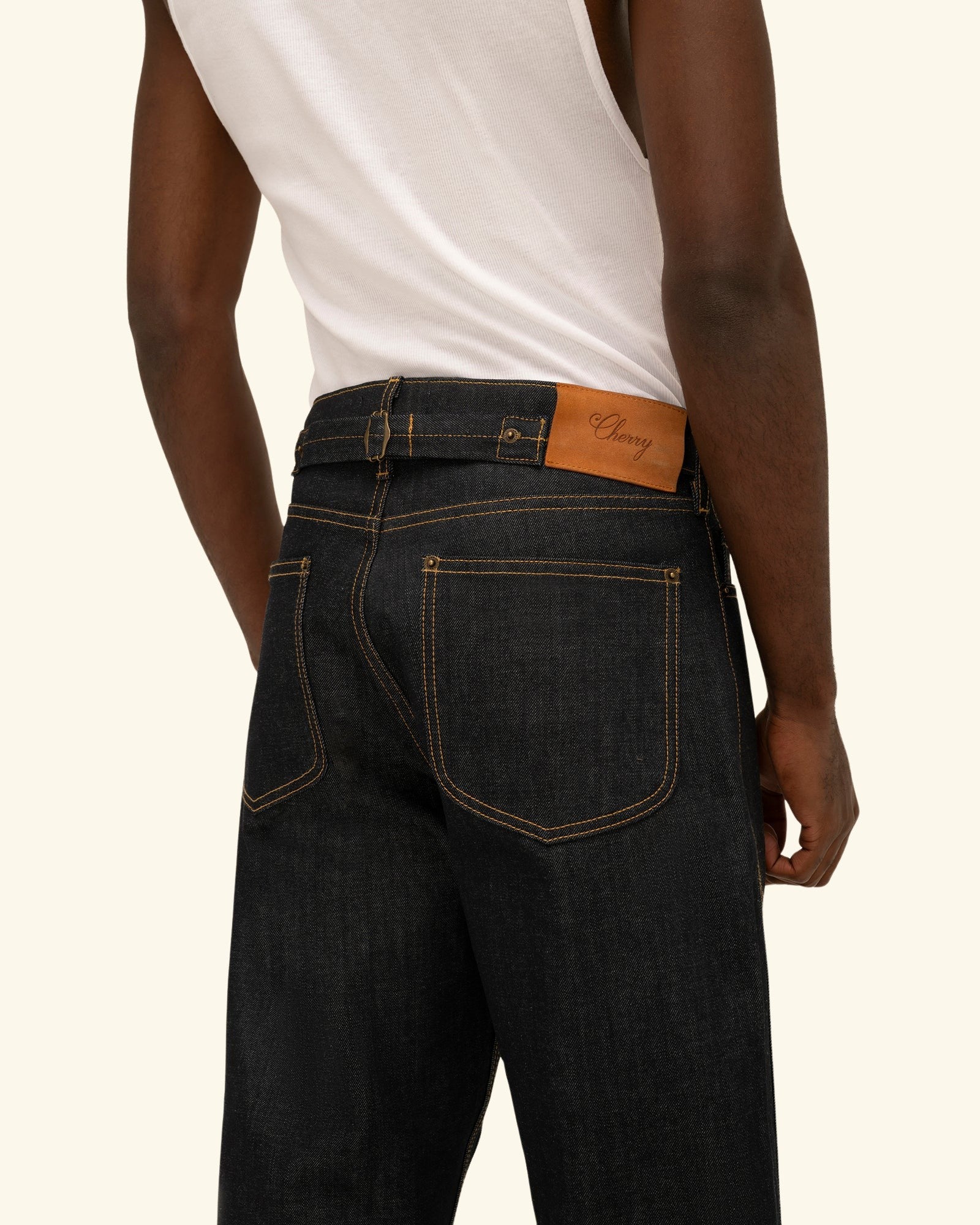 Buckle Back Denim Double Knees