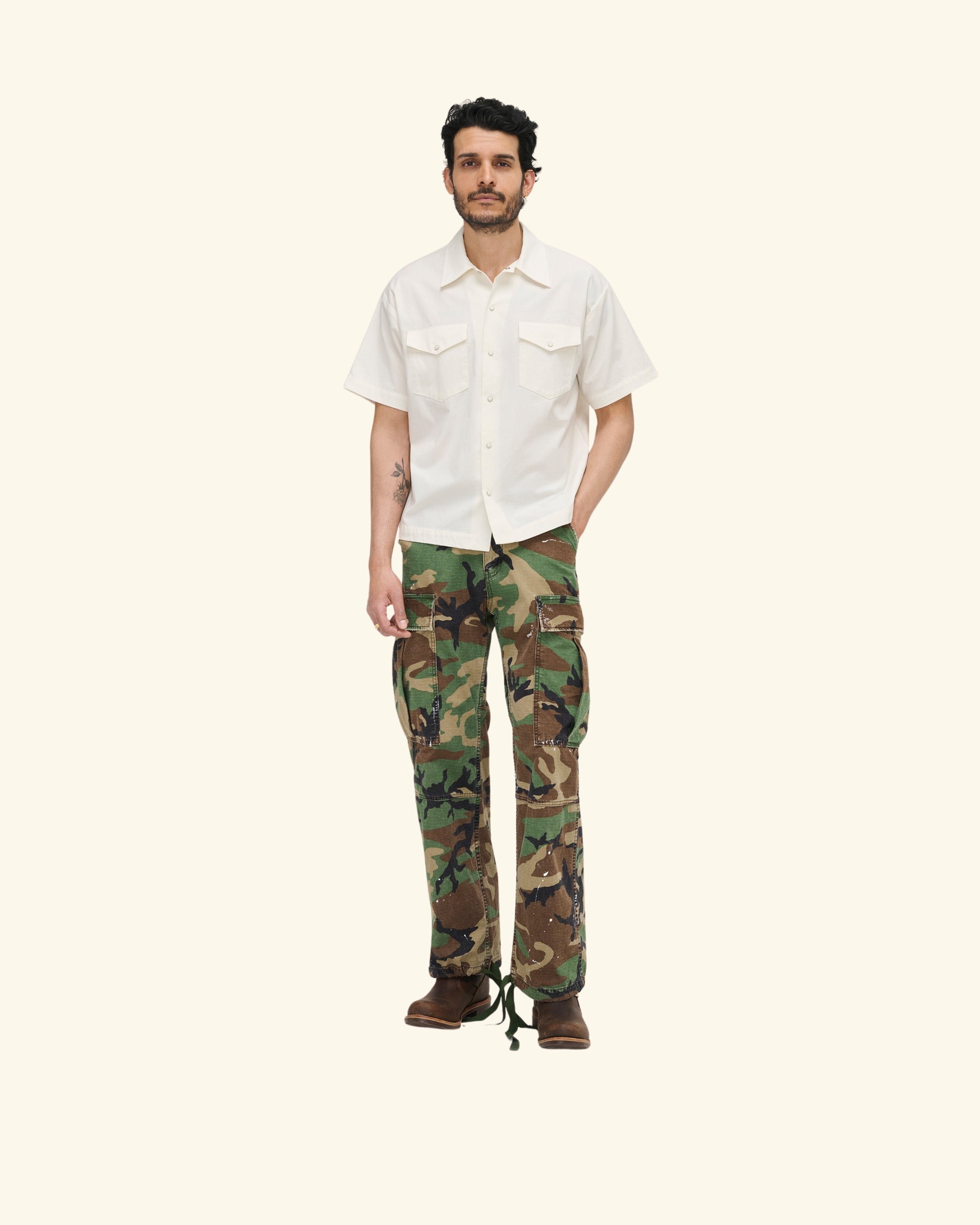 Western Twill Mechanic Shirt (White)