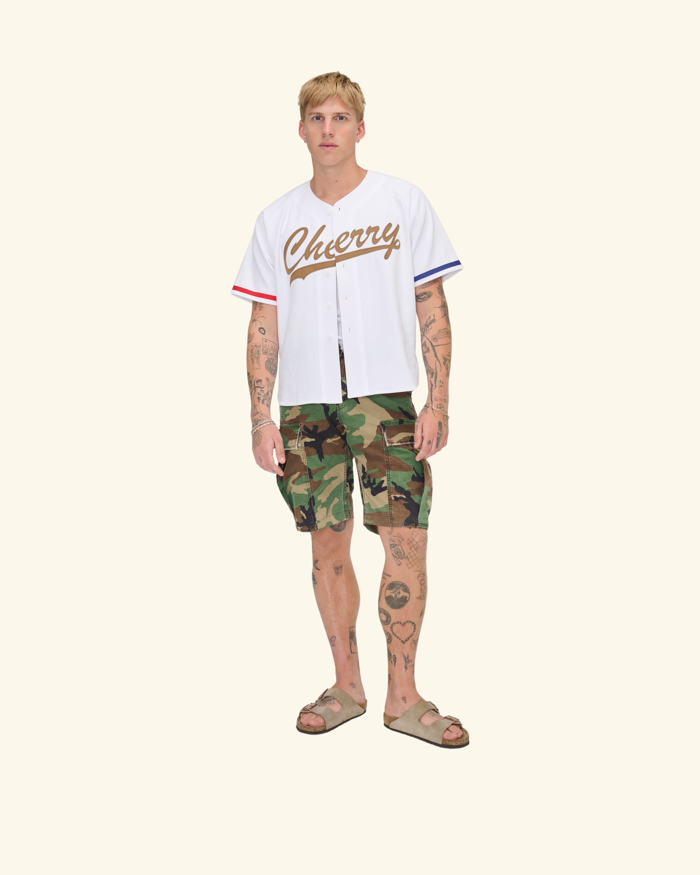 Wide Leg Cargo Shorts (Vintage Camo)