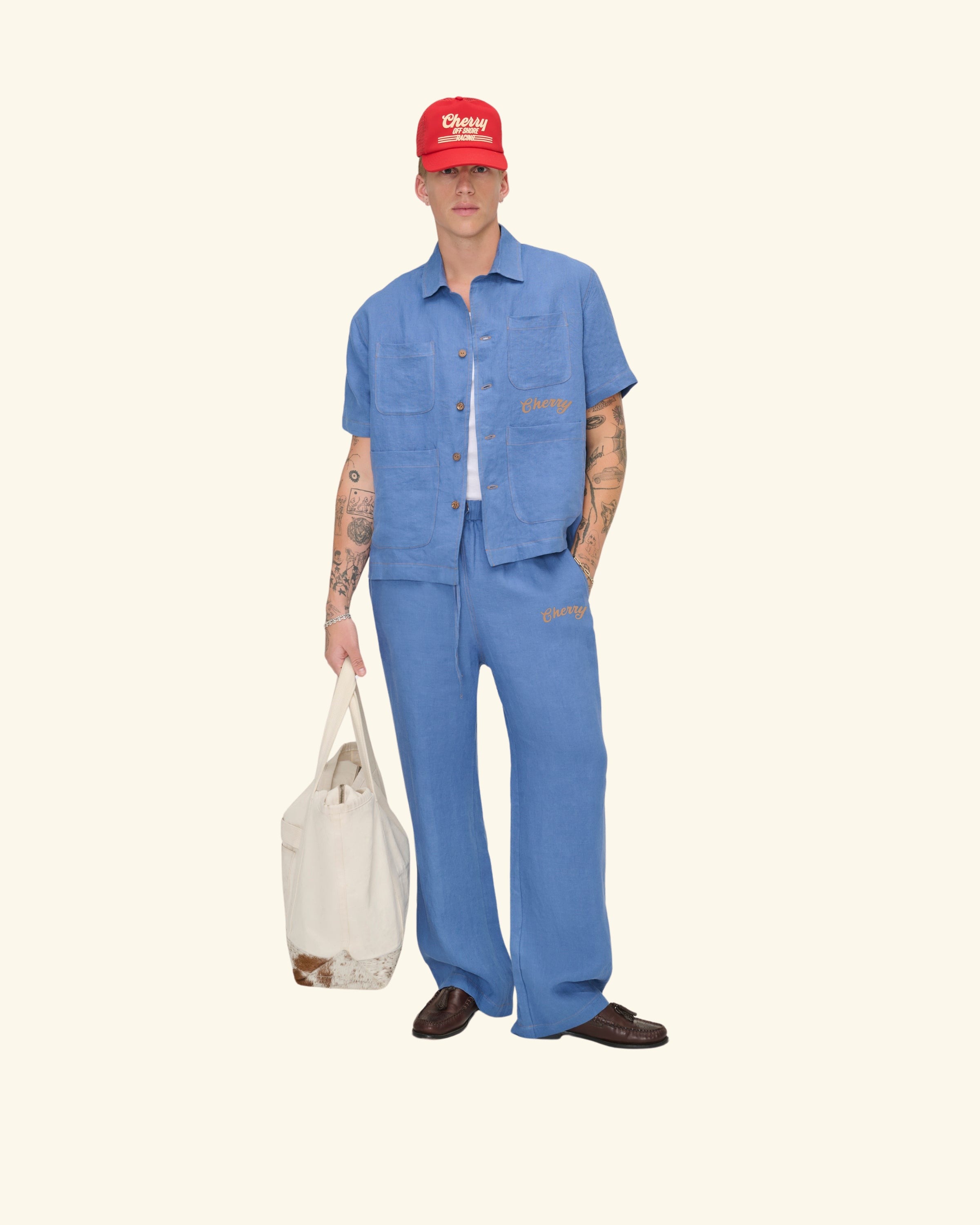 Linen Vacation Shirt (Faded Blue)