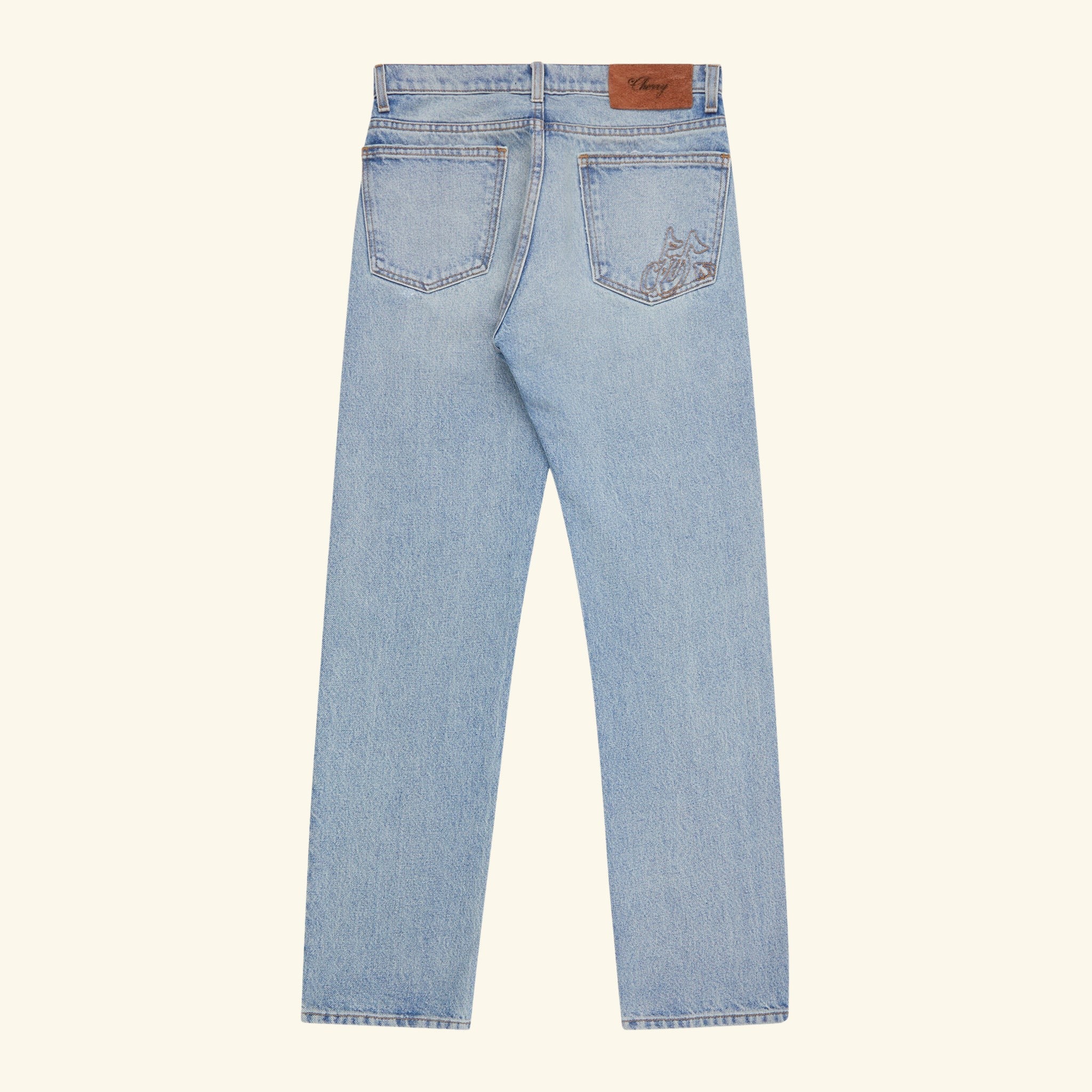 Straight Leg 5 Pocket Denim Jeans