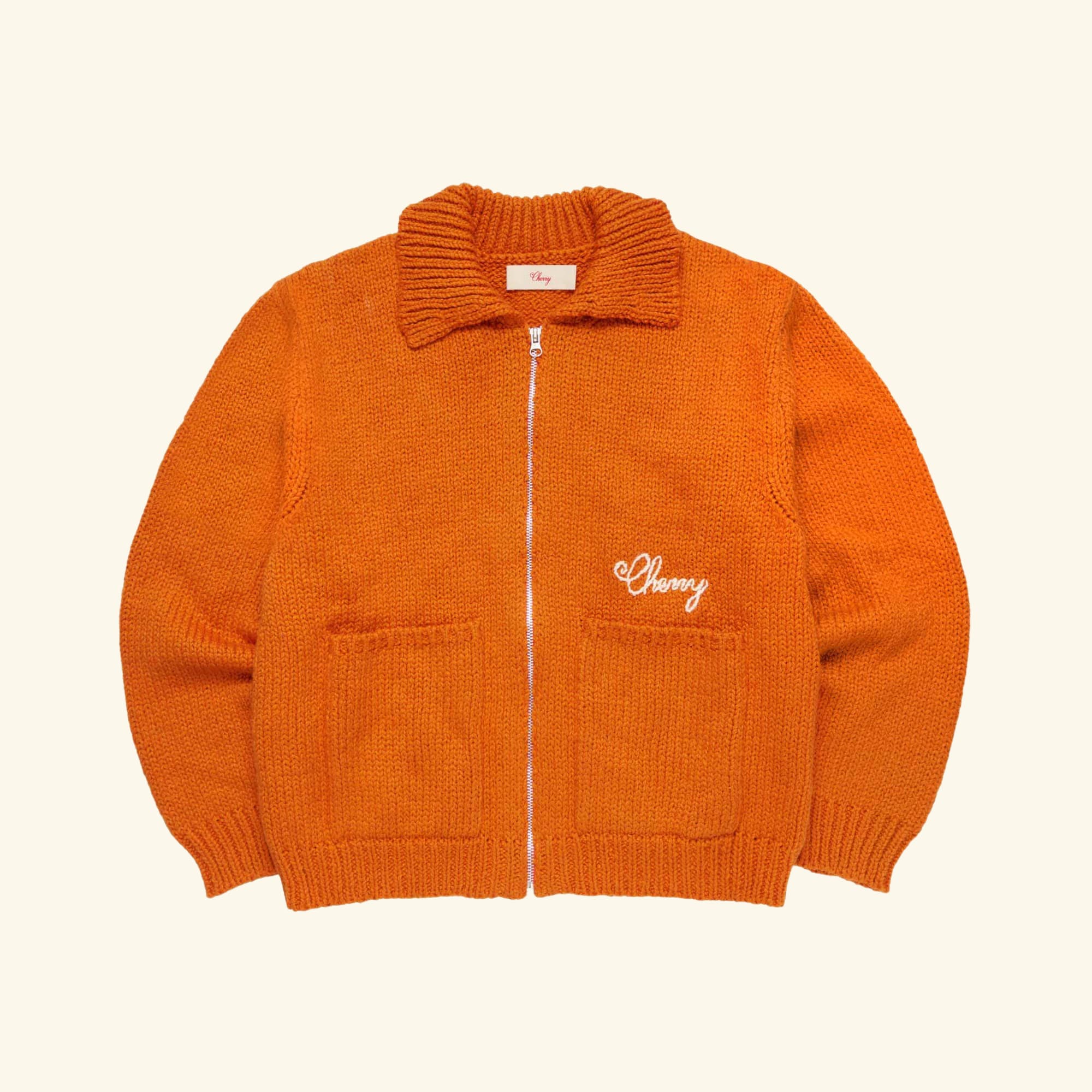 1 Star Cotton Knit Zip Jacket (Orange)