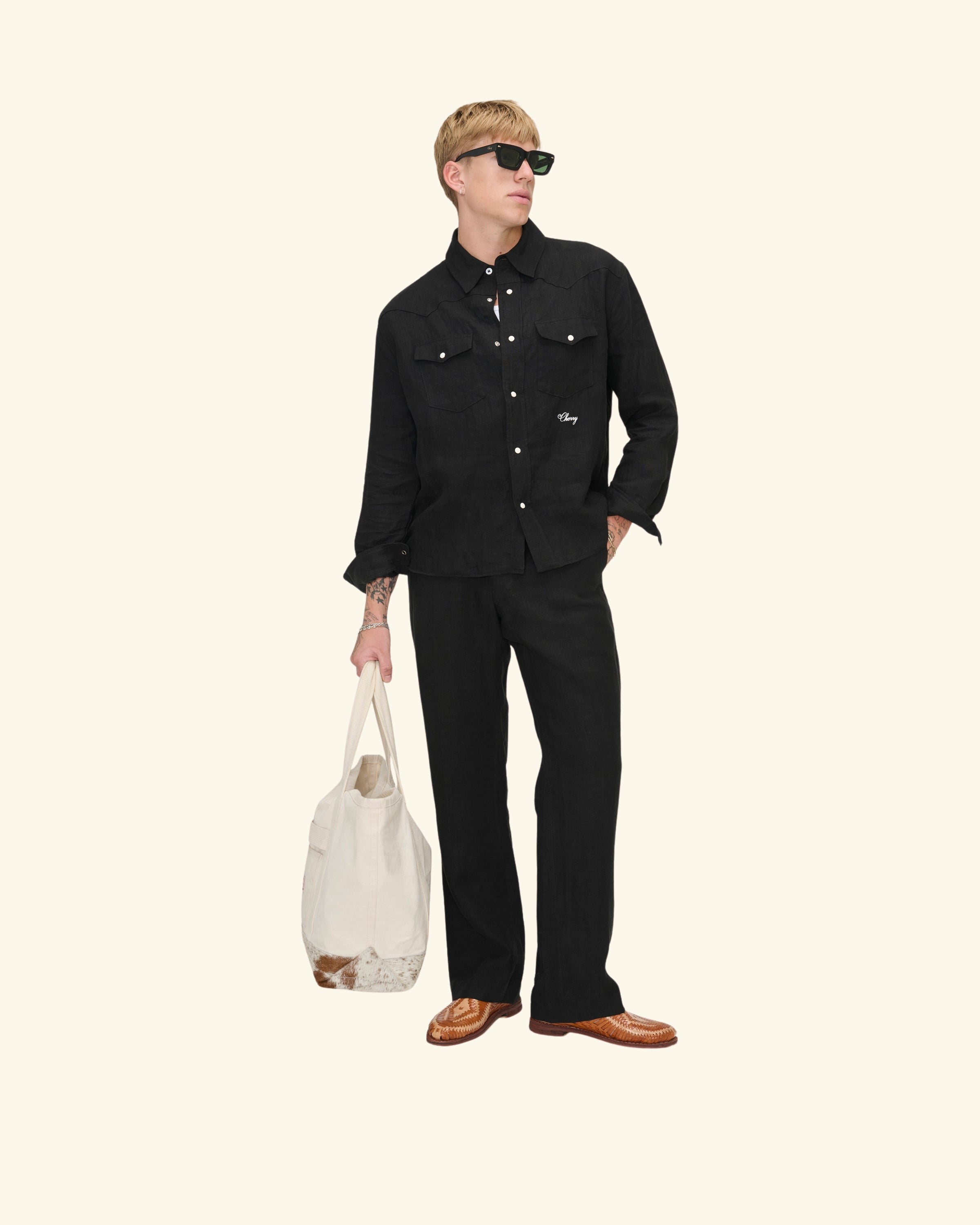 Linen Western Chino Pants (Black) – CHERRY LA