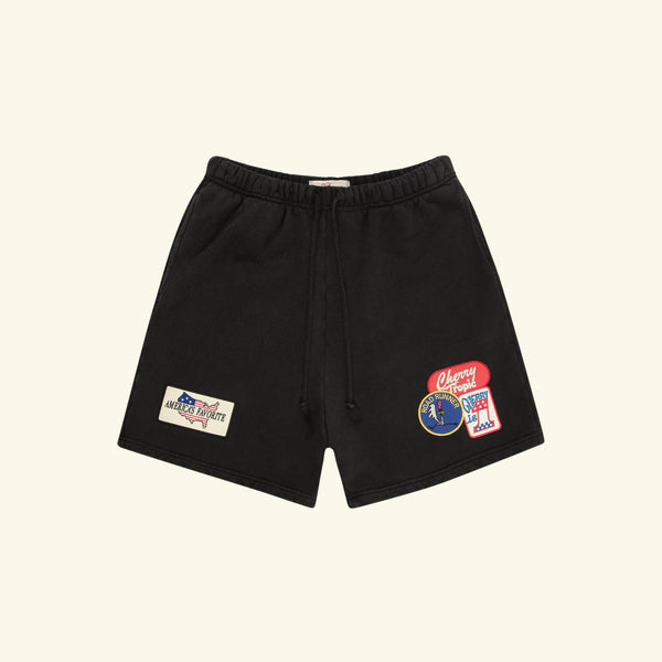 パンツ S v-cut mini shorts black Patchwork Sweatshorts (Vintage Black) – CHERRY LA