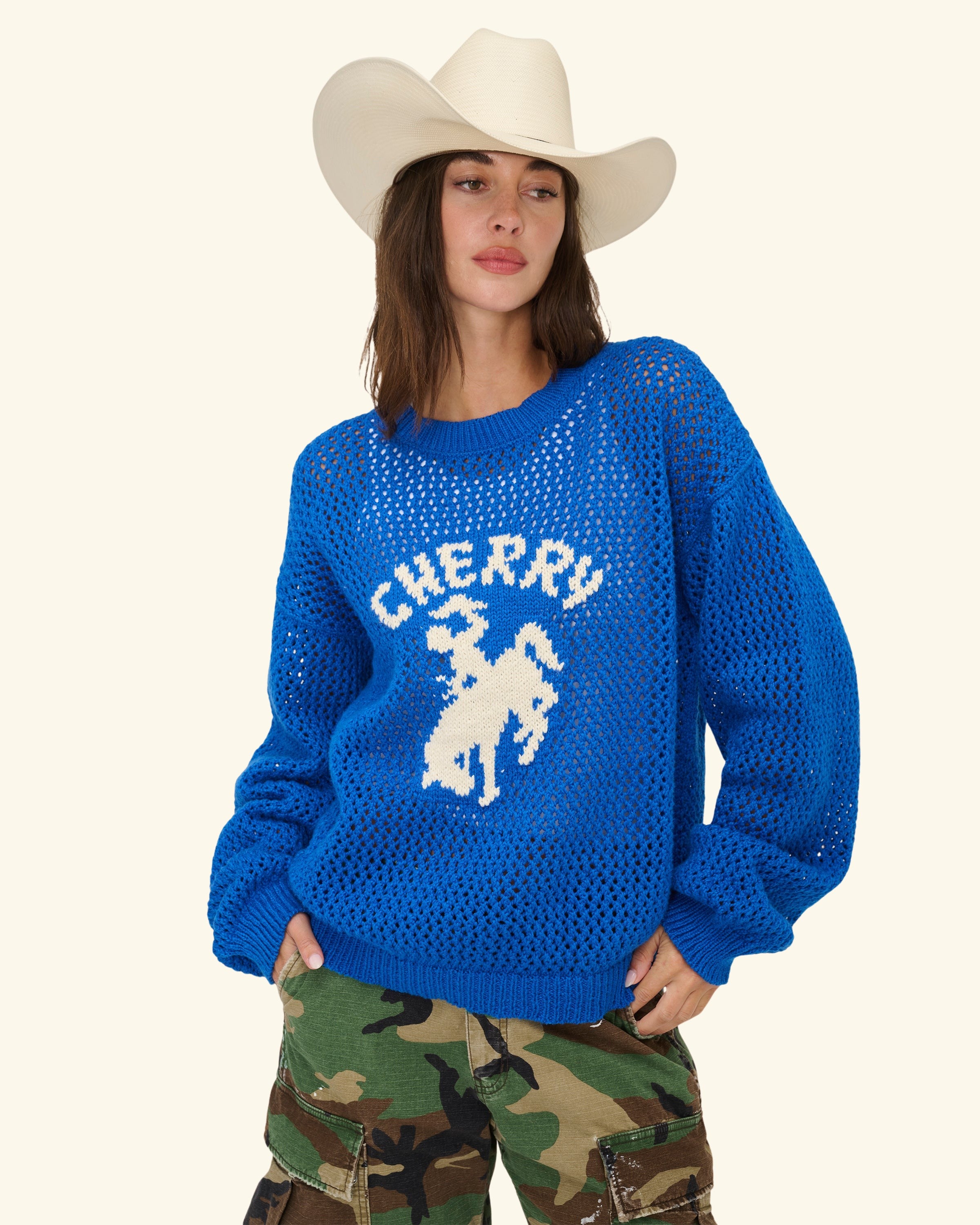 Knit Western Crew (Royal Blue)