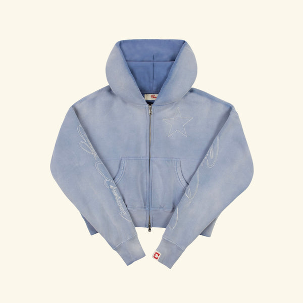 American Star Cropped Zip Hoodie (Sun Faded Blue) – CHERRY LA