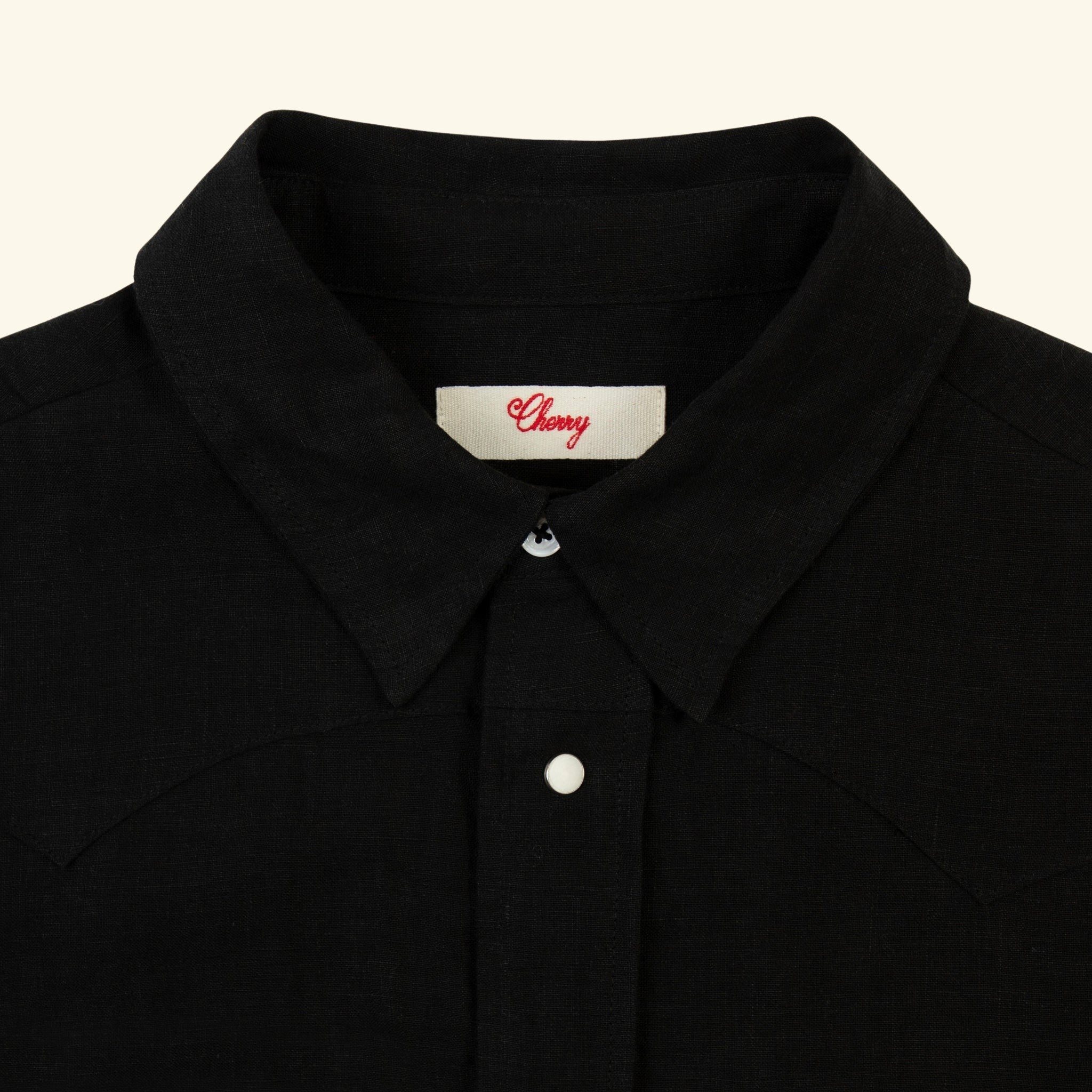 Washed Linen Western Shirt (Black)