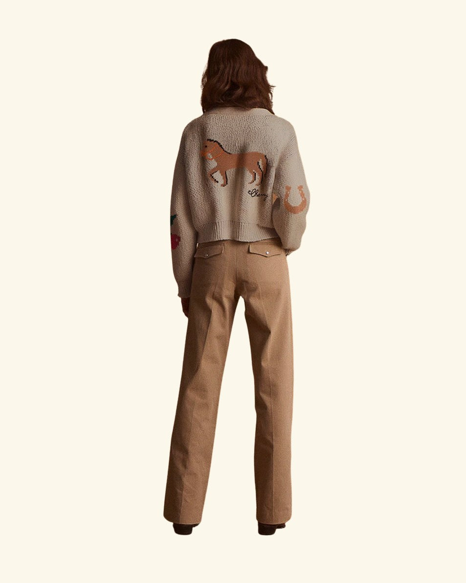 Cropped Stables Cardigan (Heather Oat)