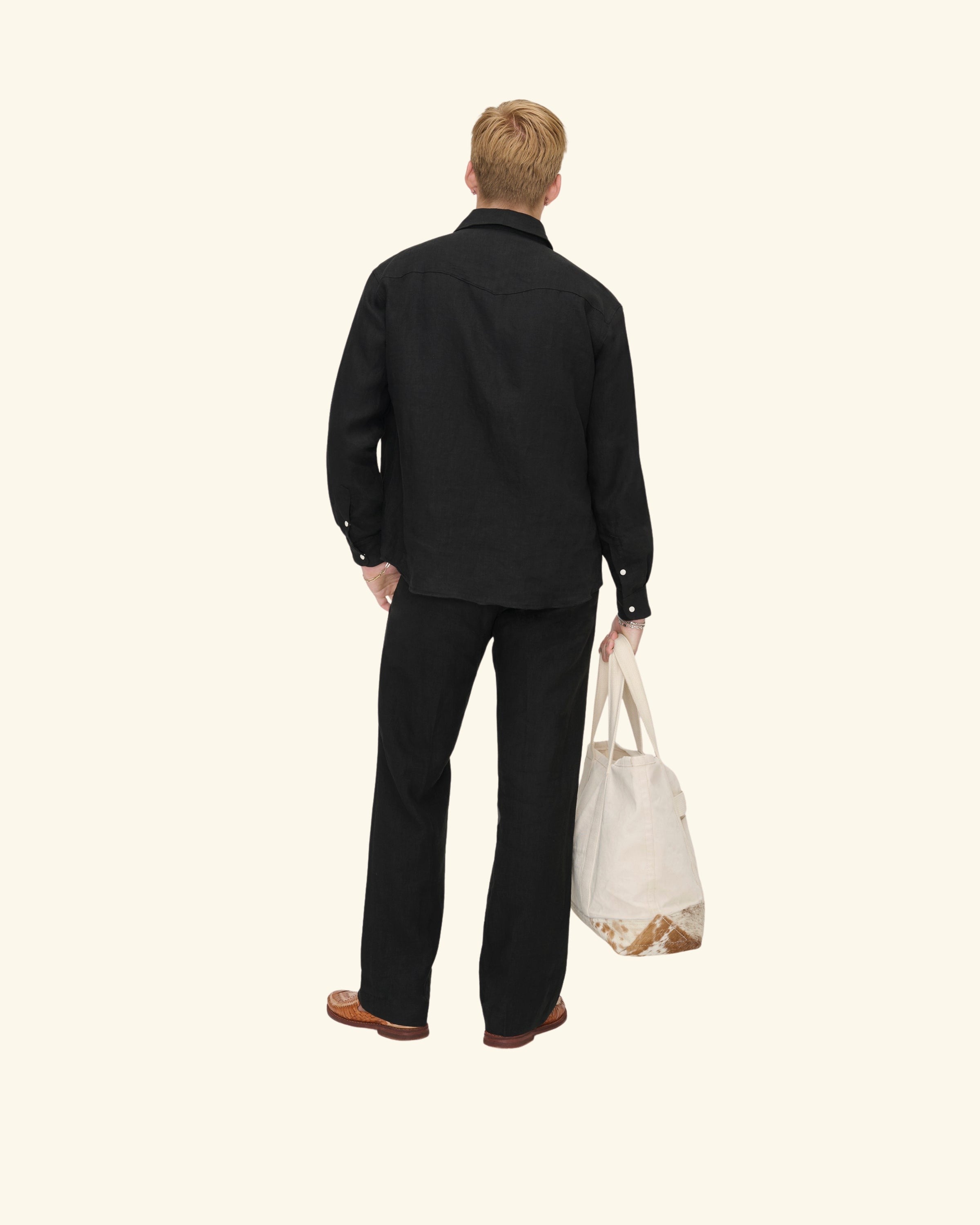 Linen Western Chino Pants (Black)