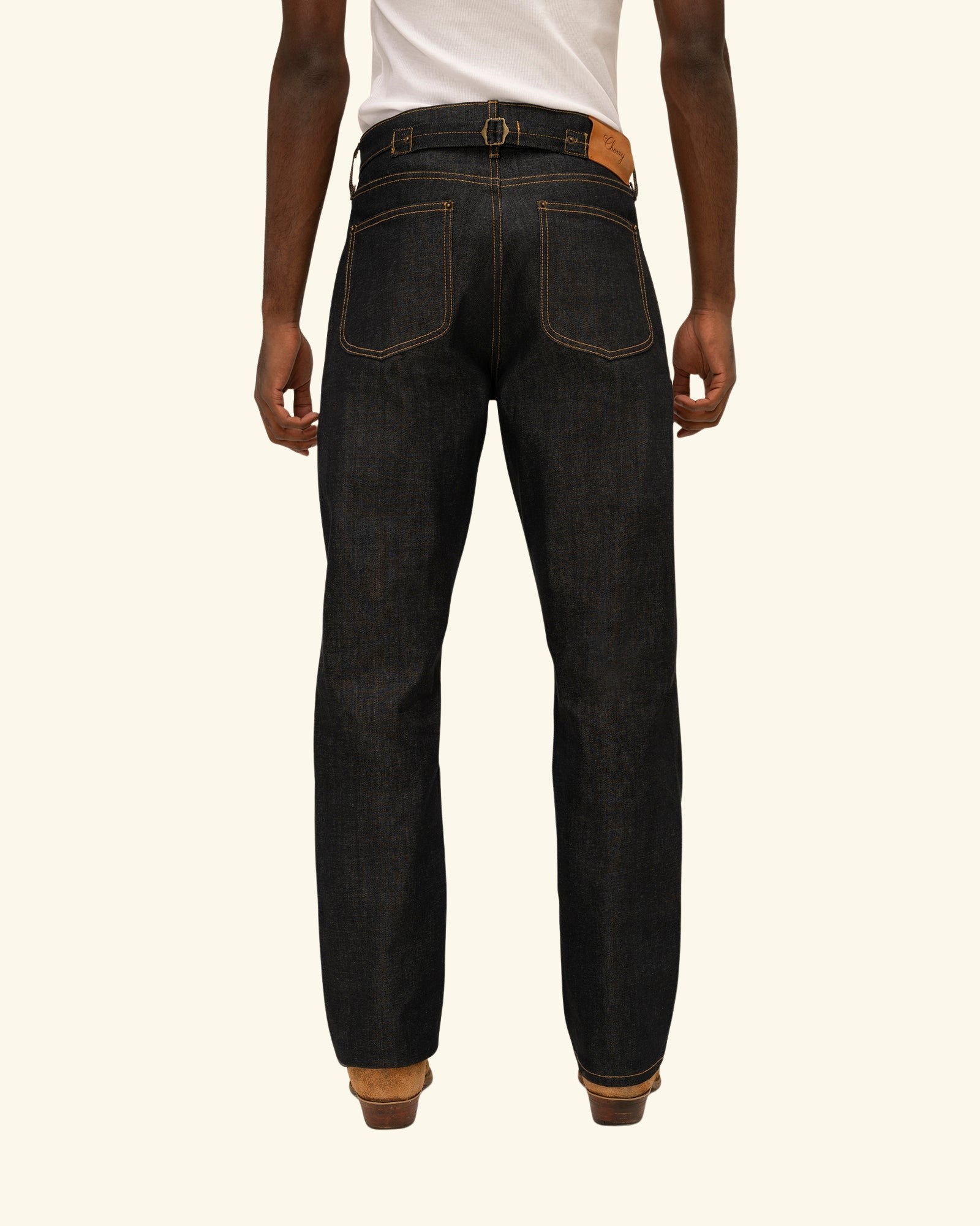 Buckle Back Denim Double Knees