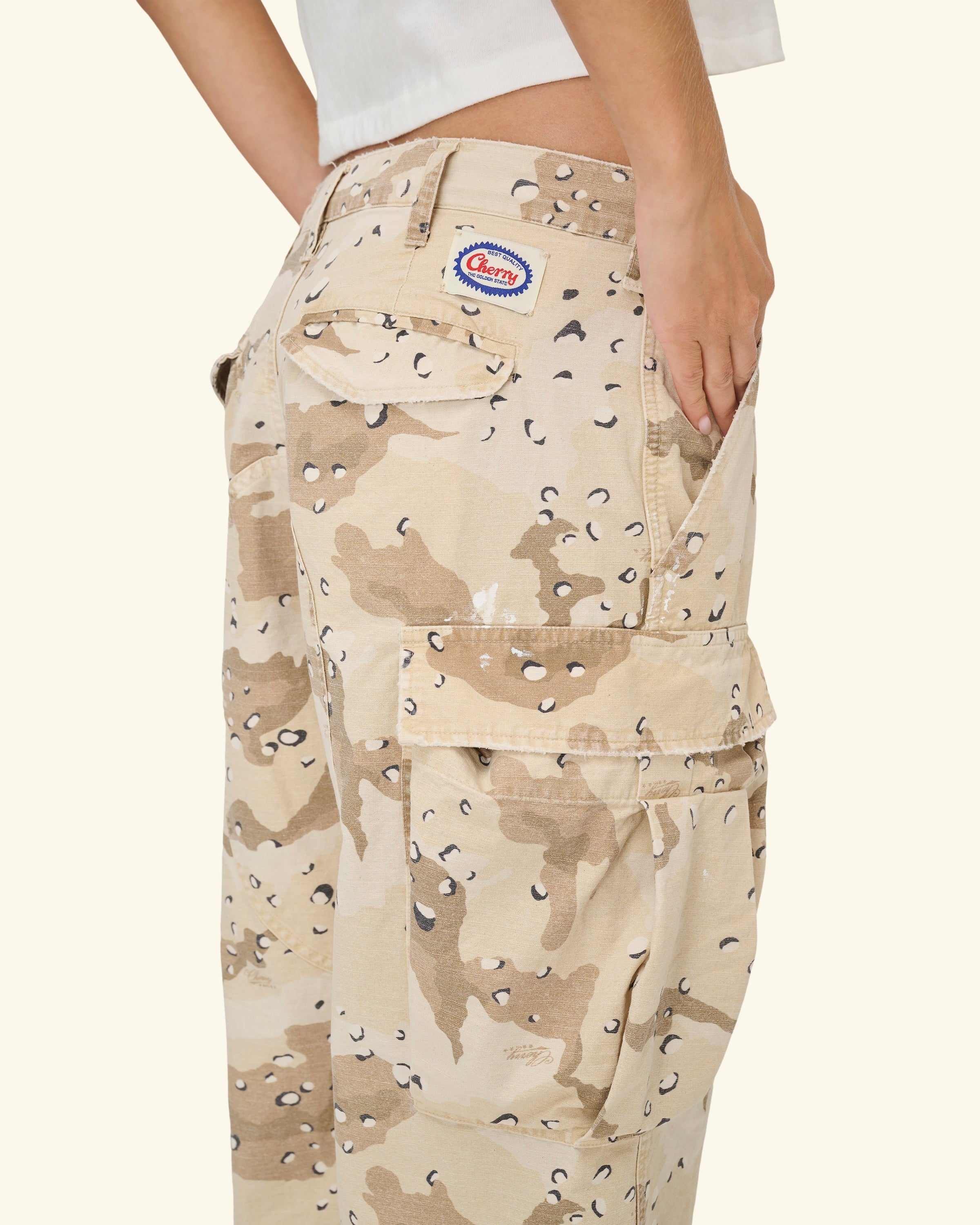 Wide Leg Cargo Pants (Desert Camo)
