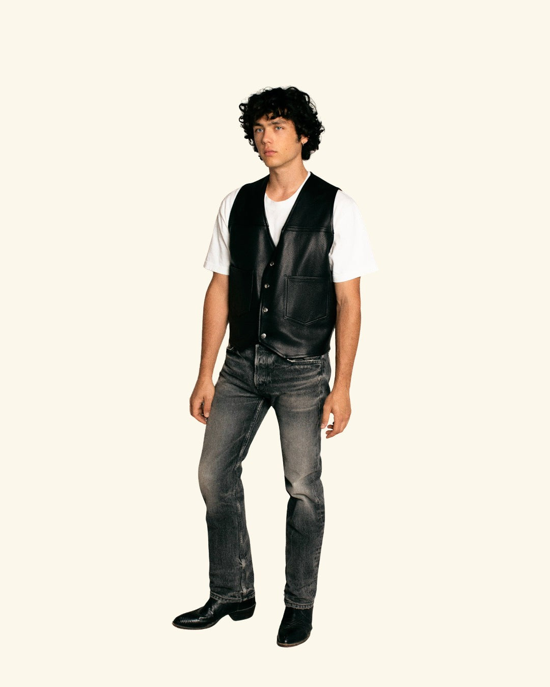 Leather Moto Vest (Black)