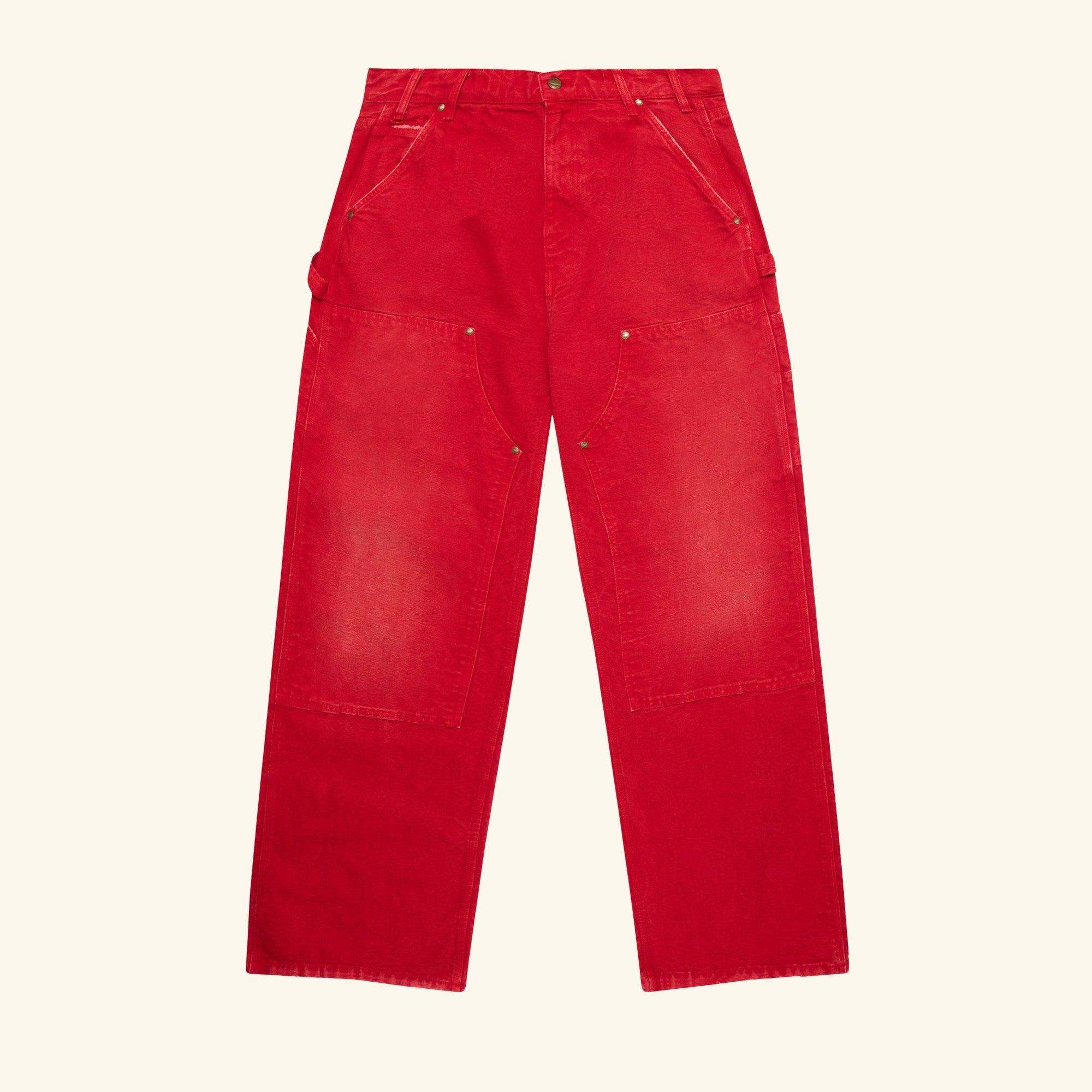 Wide-Leg Double Knee Pants (Sun Faded Red)
