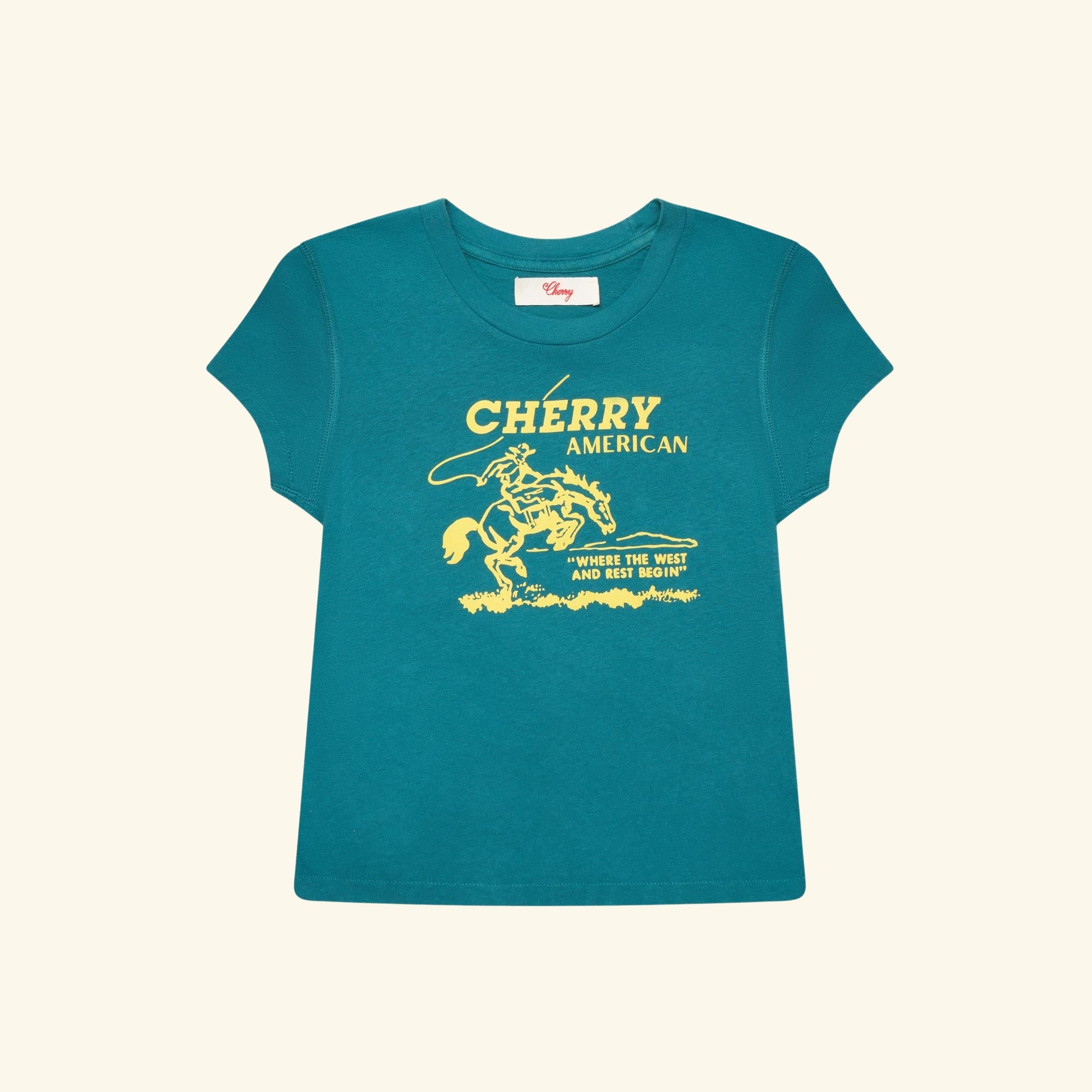 Women's Cowgirl Fitted Baby Tee (Emerald)