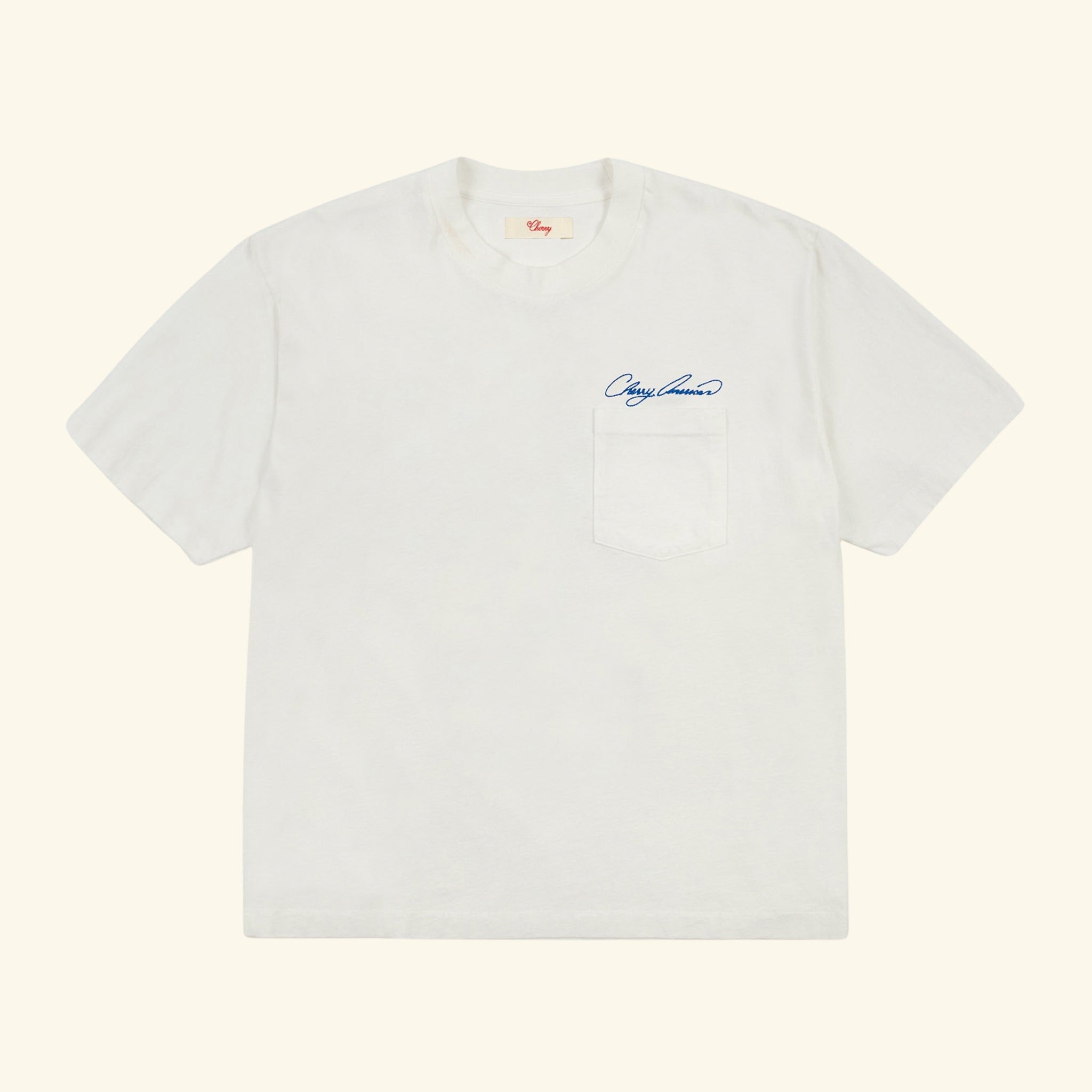 Cherry American Distressed Pocket Tee (Vintage White)