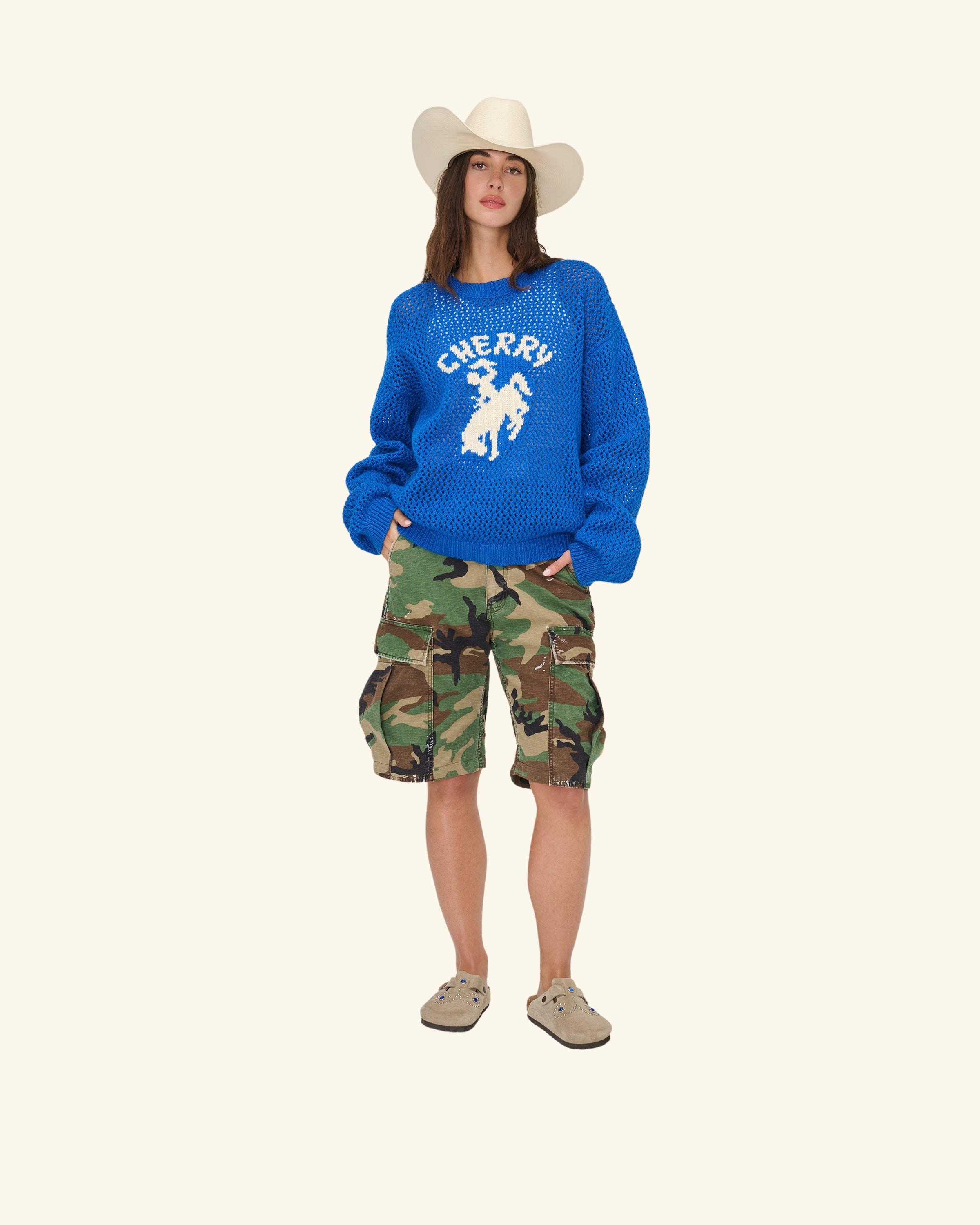 Knit Western Crew (Royal Blue)