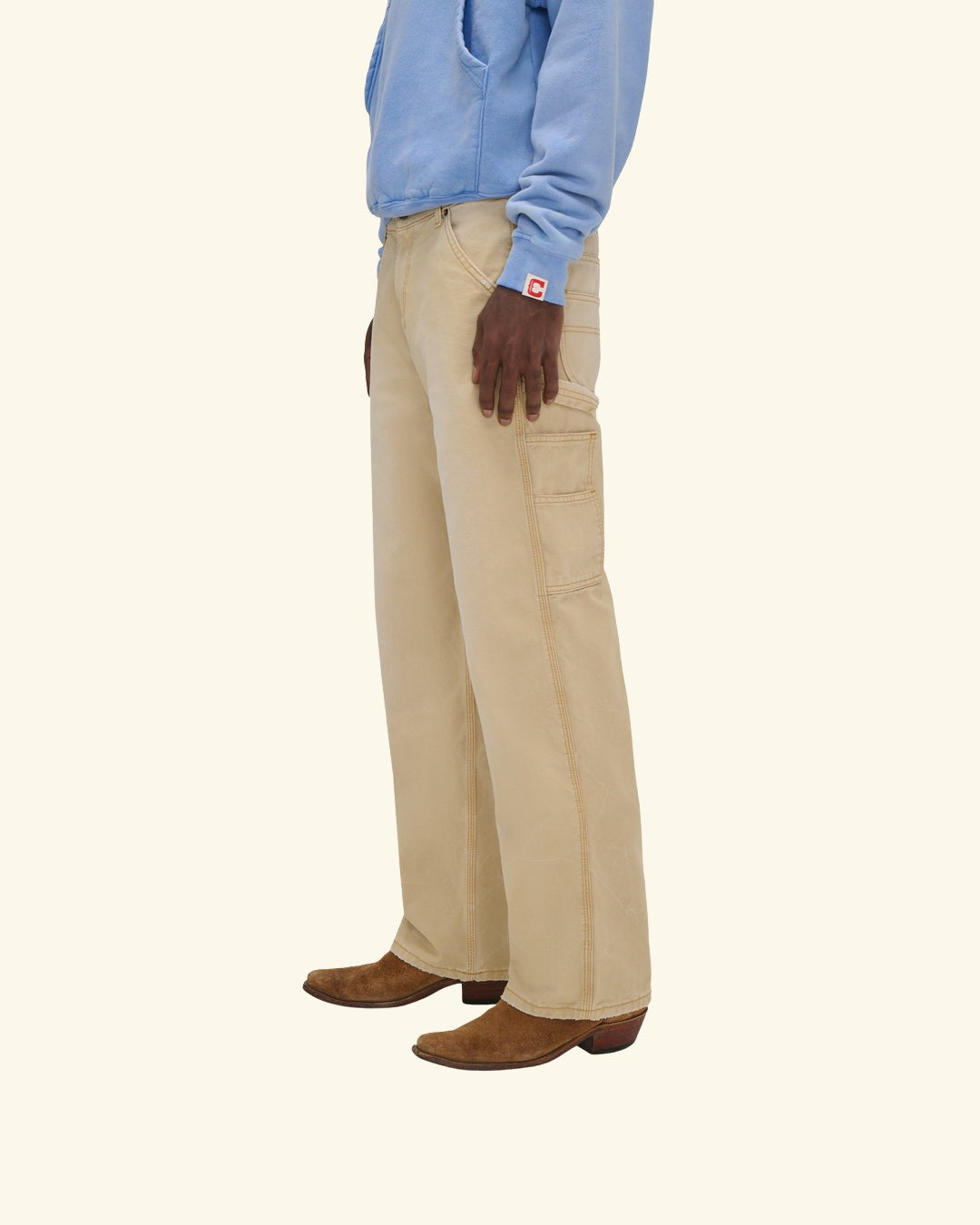Wide Leg Carpenter Pants (Sun Faded Beige)