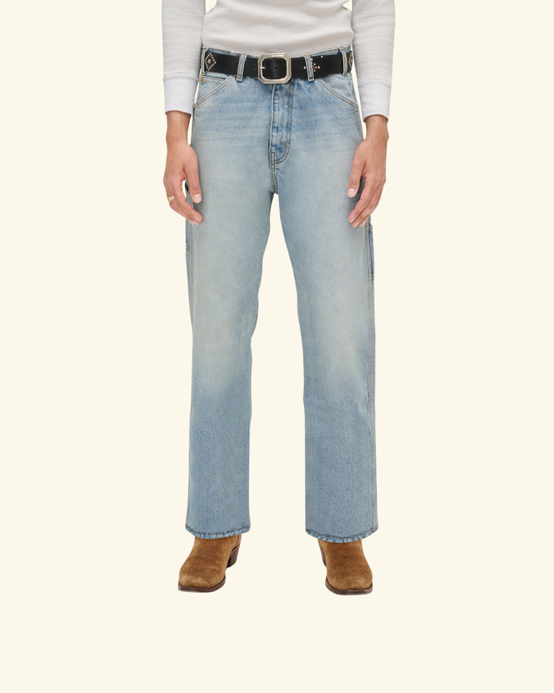 Wide Leg Carpenter Pants (Indigo Light Wash)