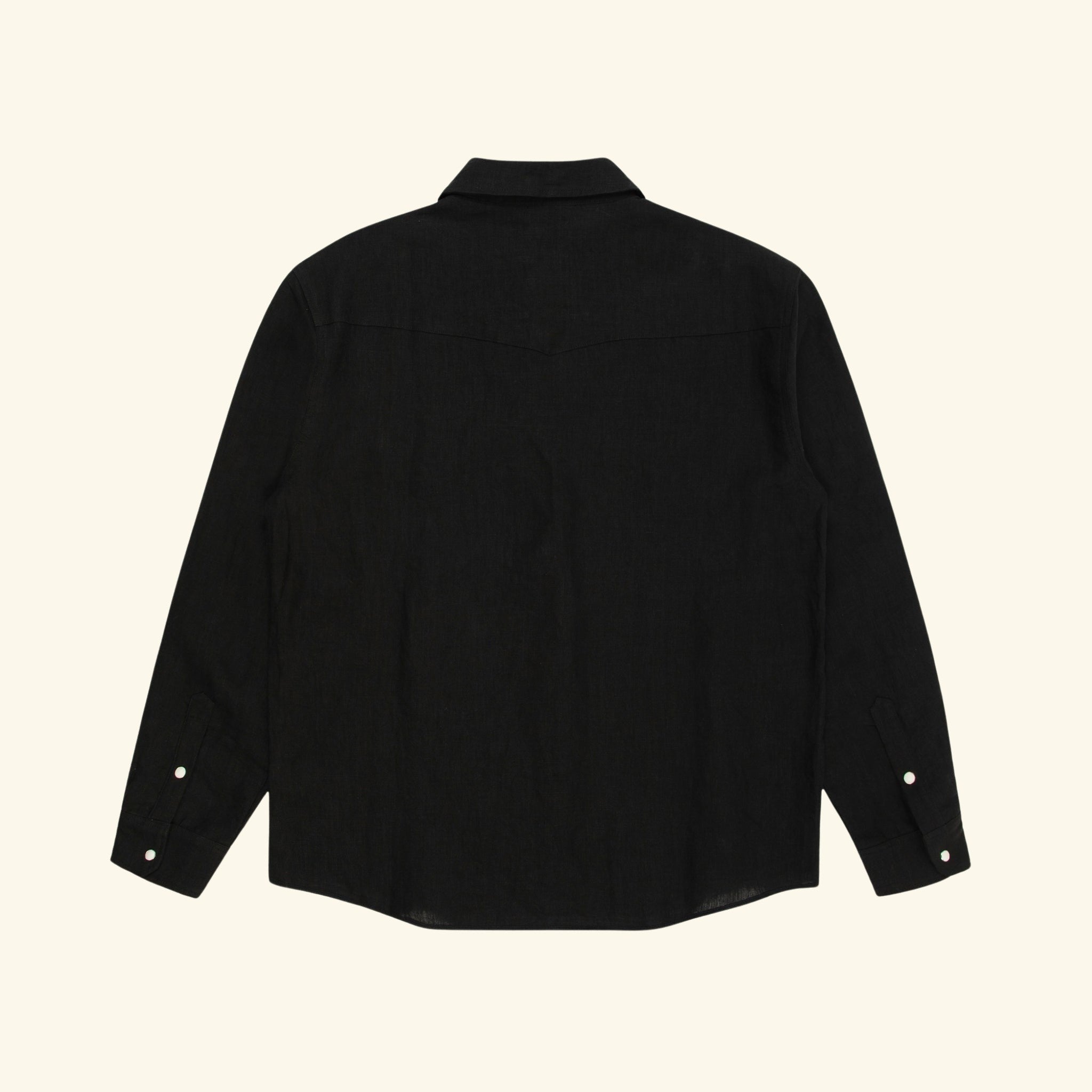 Washed Linen Western Shirt (Black)