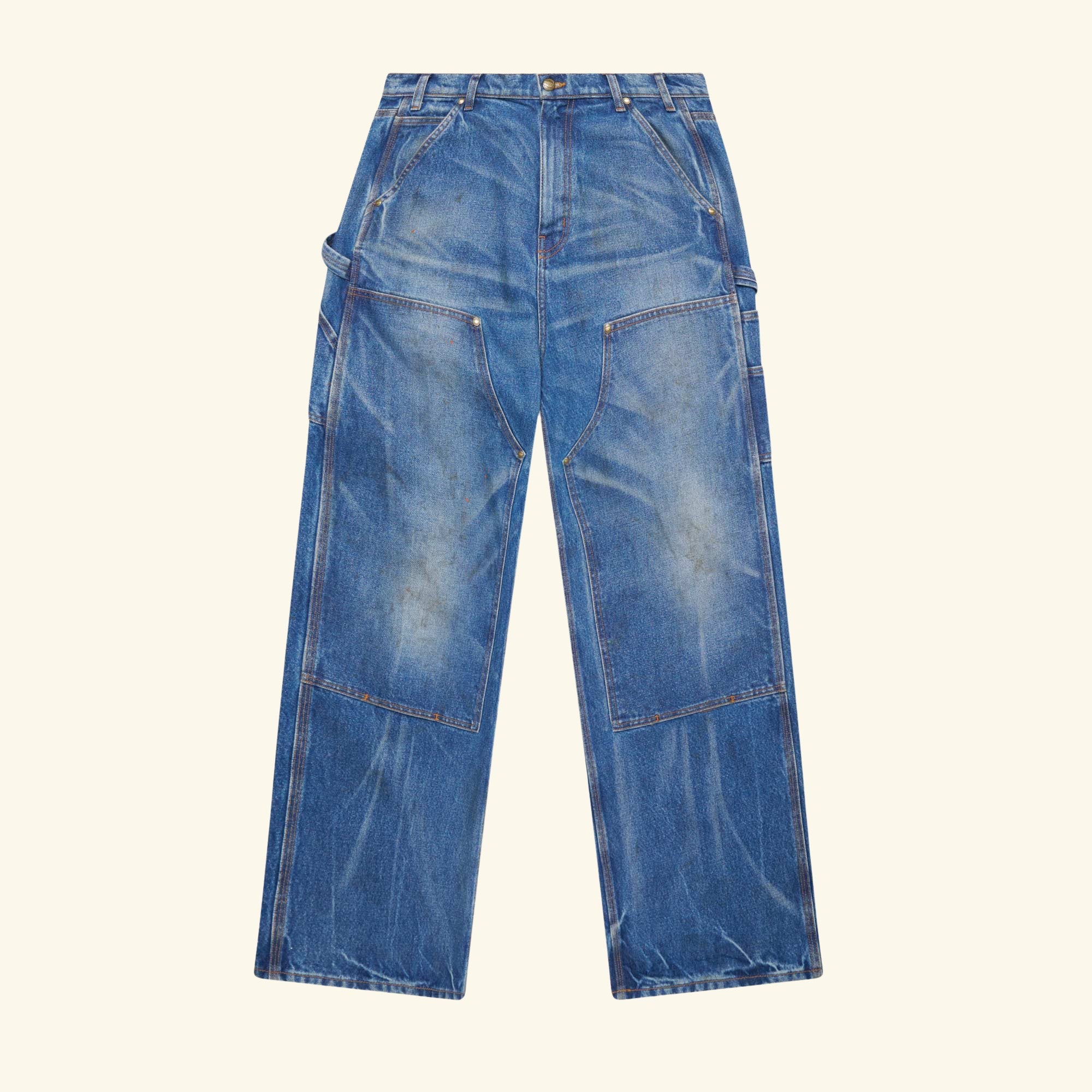 Wide-Leg Double Knee Pants (Denim)