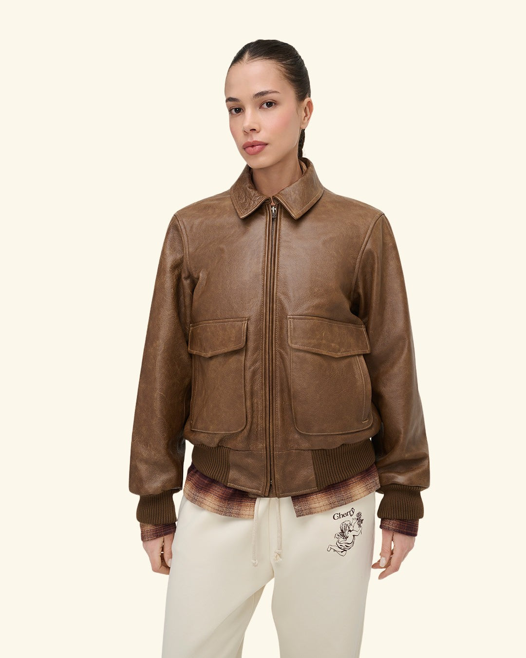 Cherry x GDC Angel Leather Flight Jacket