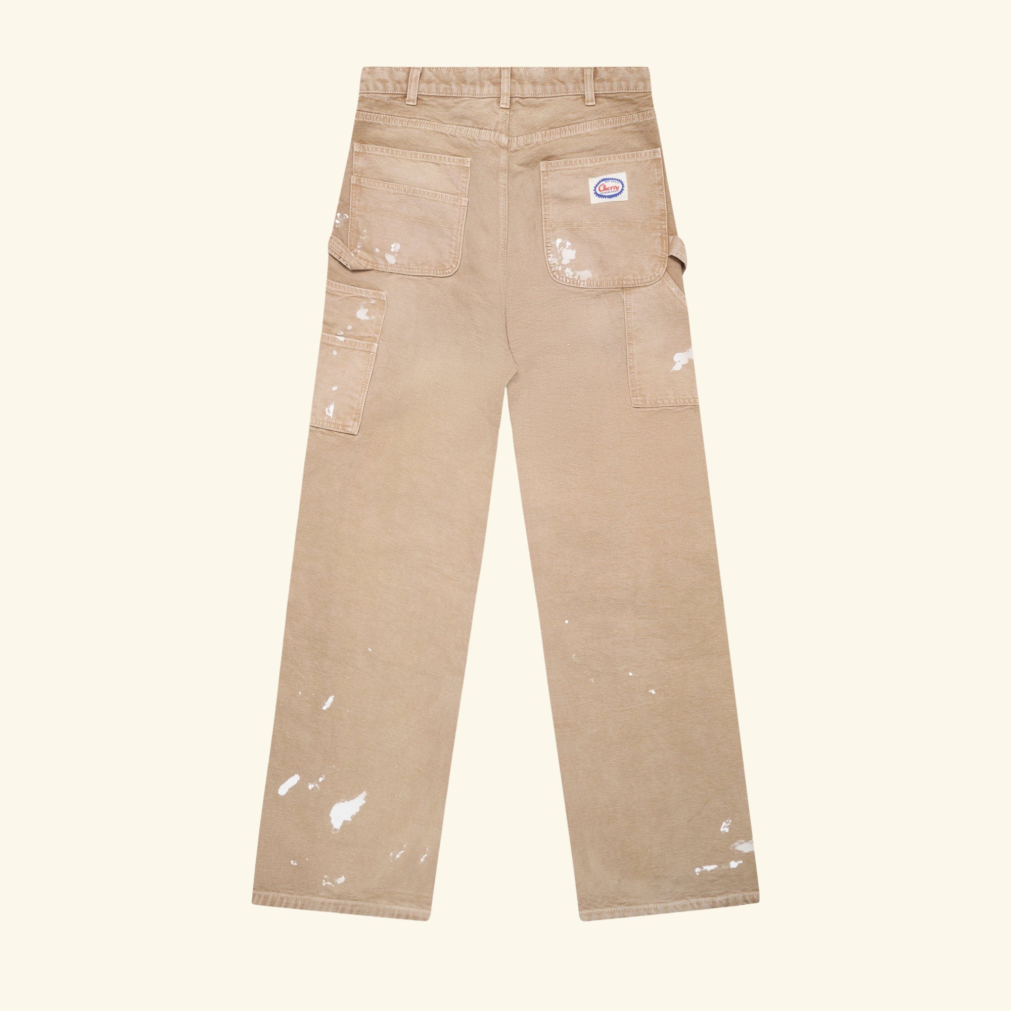 Wide Leg Double Knees Pants (Tan)