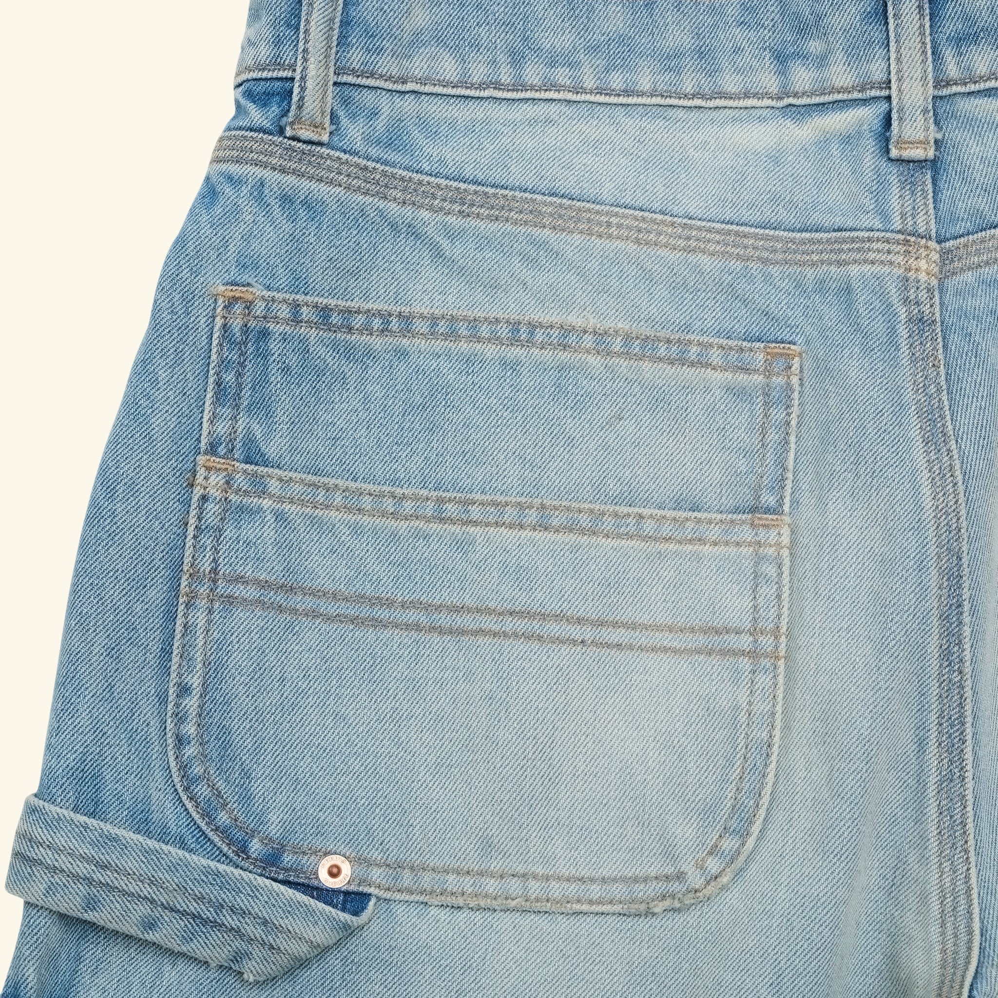 Wide Leg Carpenter Shorts (Indigo Light Wash)